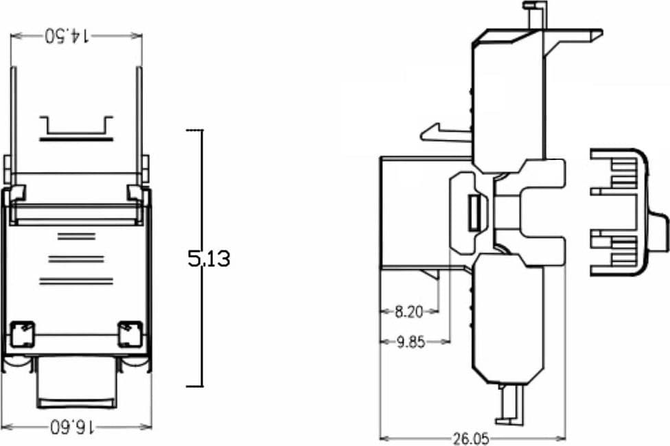 Frutto Keystone RJ45 Cat.6A UTP Tool-Free Nero Grigio - 10