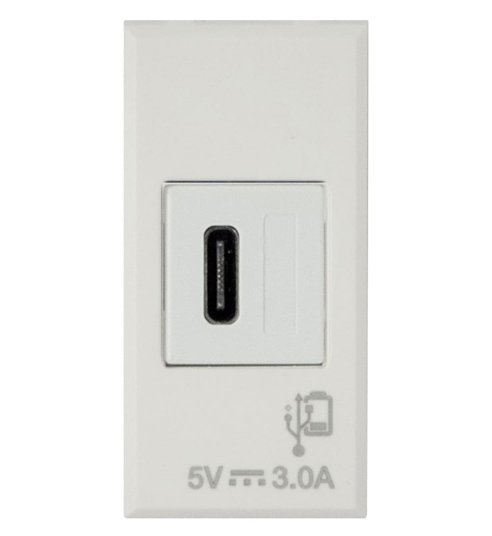 WHITEK S44 Caricatore USB-C&trade 3A 240V 1 Modulo Bianco Opaco, 446082USBC - 2