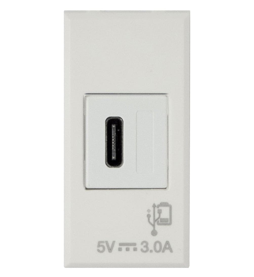 WHITEK S44 Caricatore USB-C&trade 3A 240V 1 Modulo Bianco Opaco, 446082USBC - 3