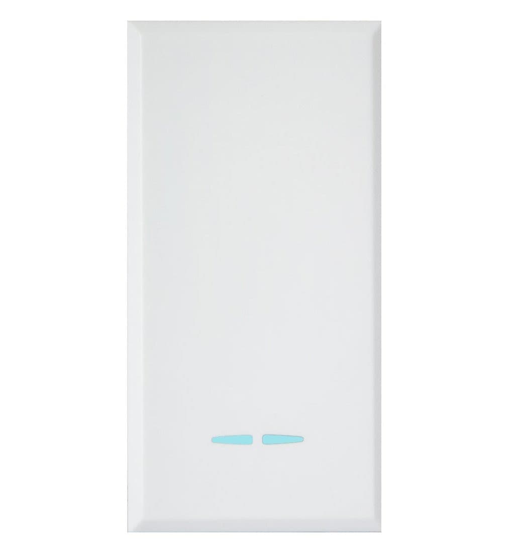 WHITEK S44 Pulsante Tasto con Gemma N.A. 1P 10A Illuminabile 1 Modulo Bianco Opaco - 5