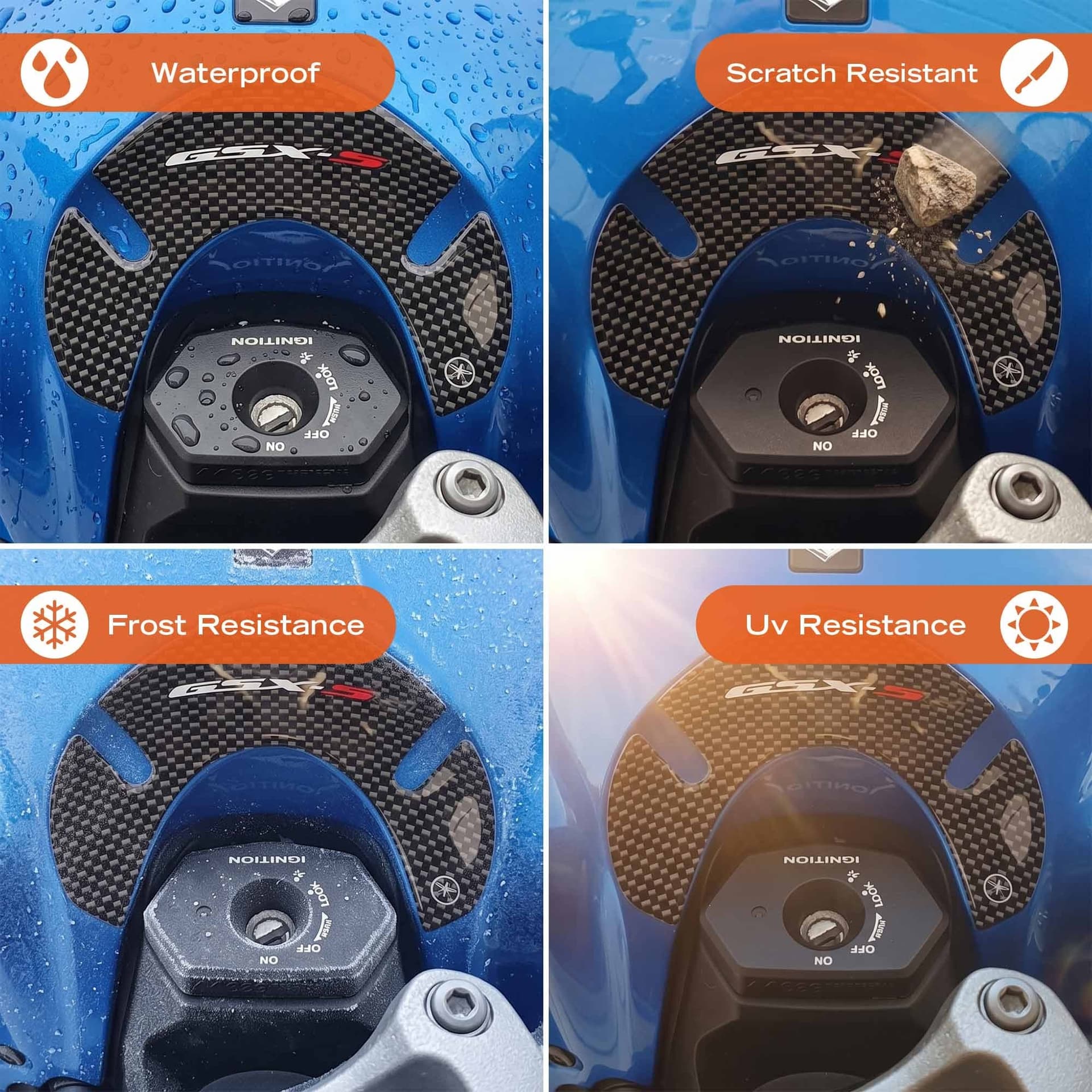 Adesivo 3D Protezione Chiave Accensione compatibile con Suzuki GSX-S 1000 - 3
