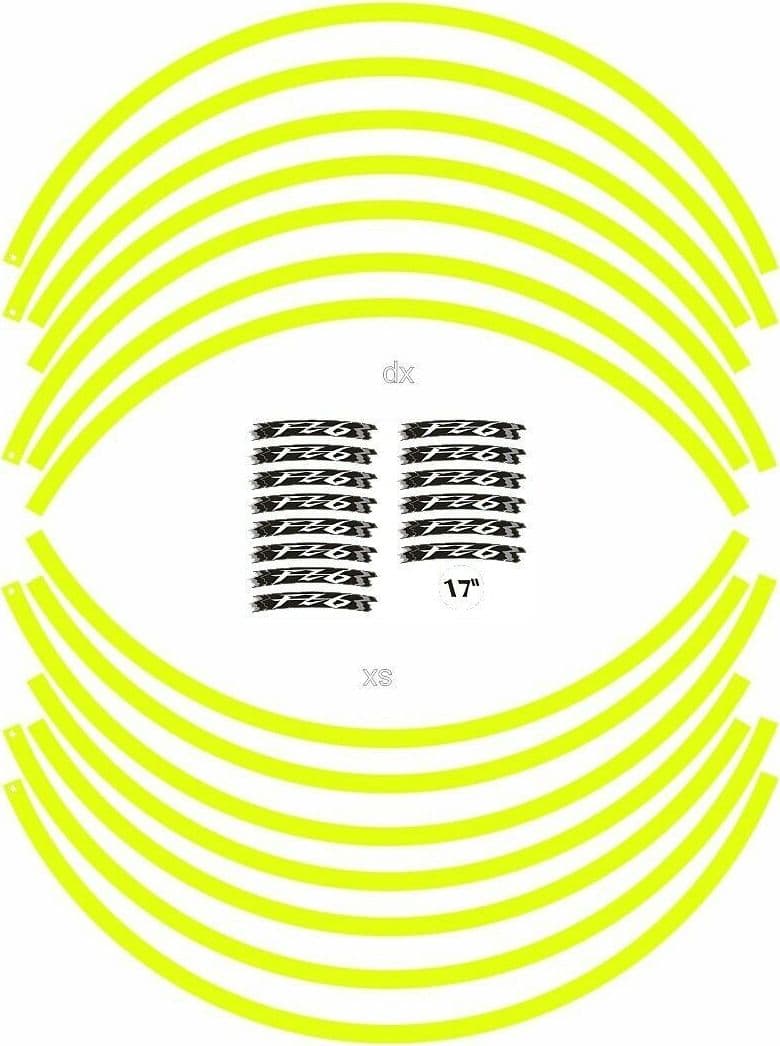 Strisce cerchi 17 compatibili con Yamaha FZ6 giallo fluo - 3