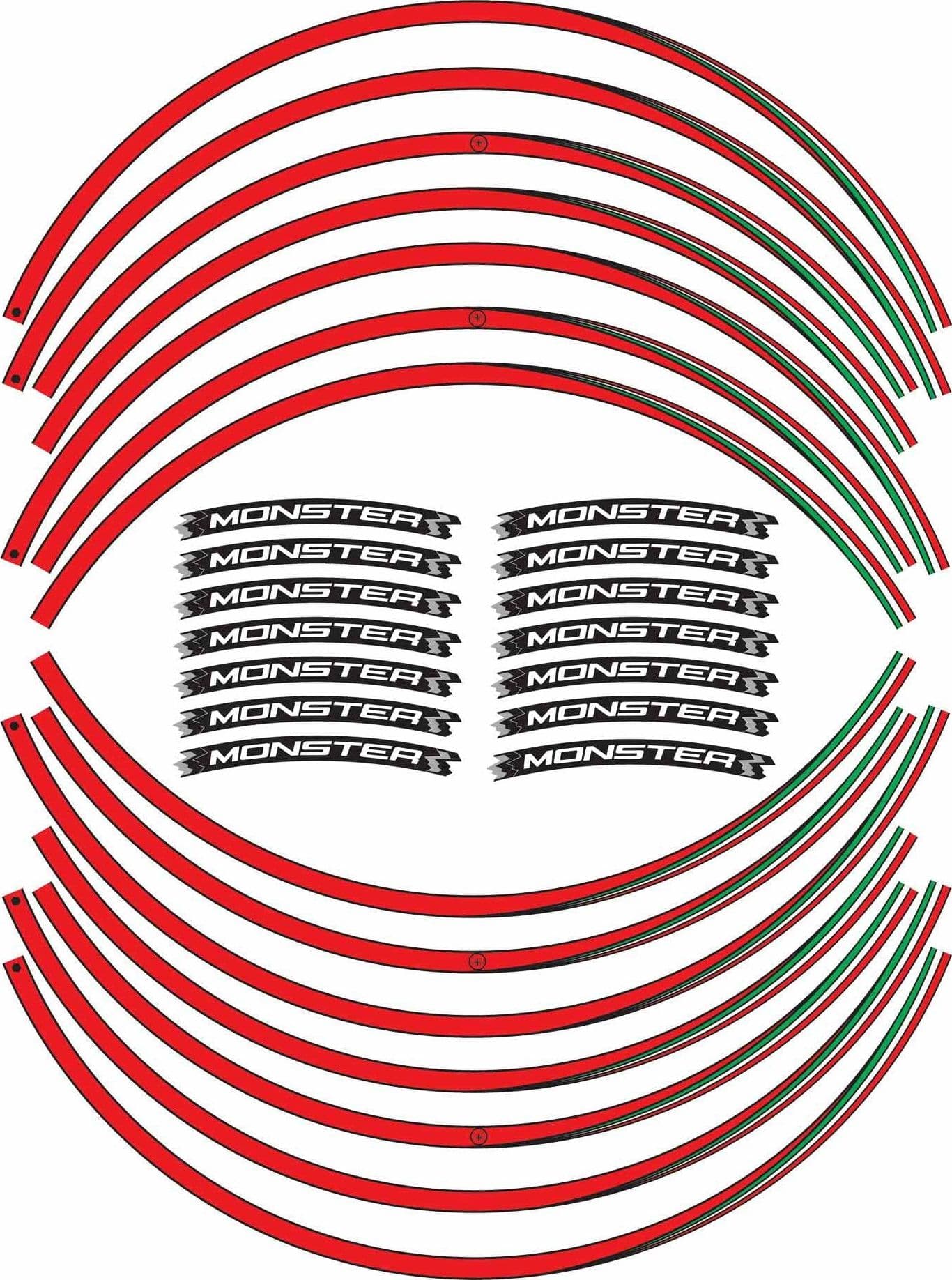 STRISCE per CERCHI 17 compatibili con MOTO DUCATI MONSTER stickers Rossi - 2