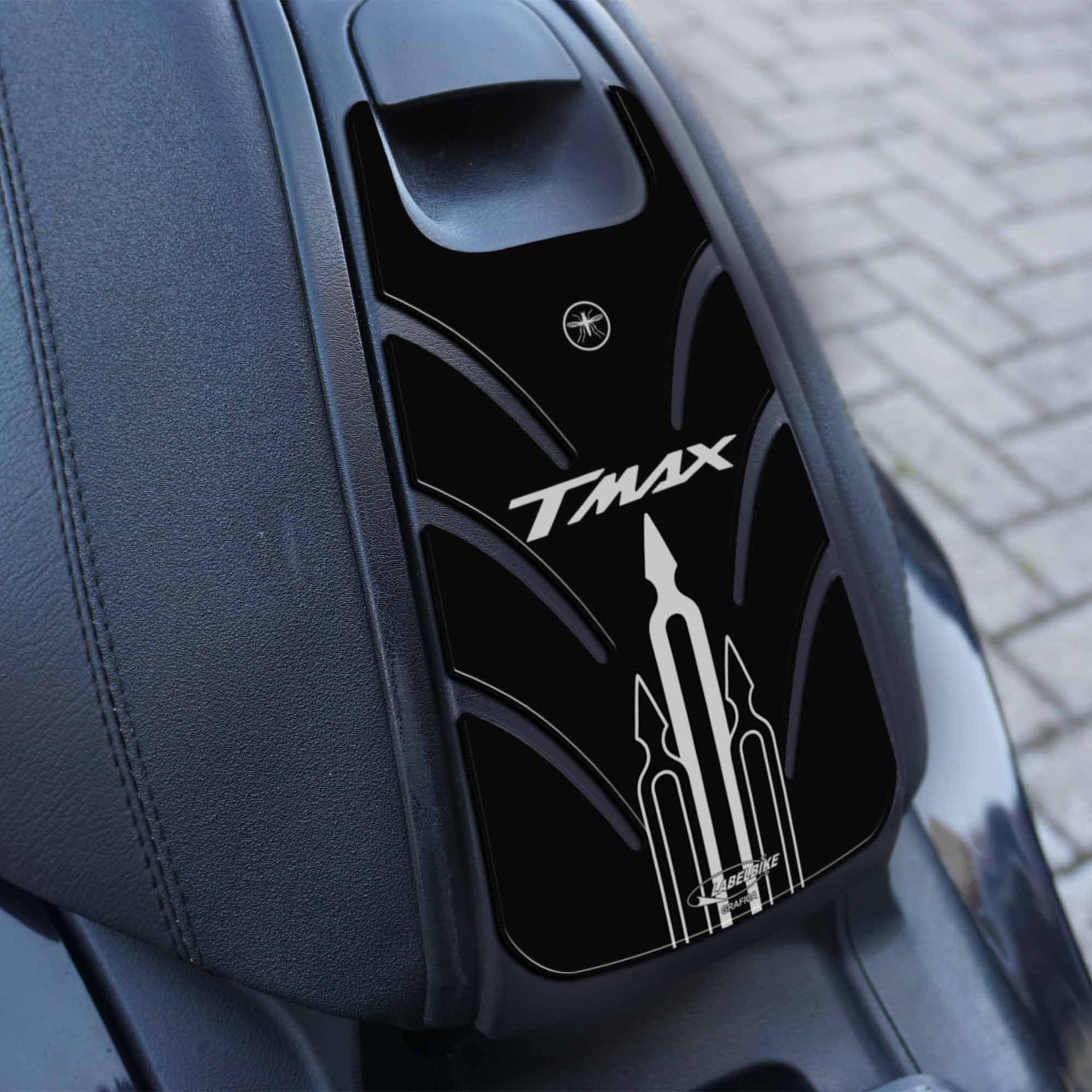 ADESIVO SPORTELLO SERBATOIO TMAX compatibile per SCOOTER YAMAHA T MAX 2001-2007 – Nero-Bianco – Labelbike – borsa
