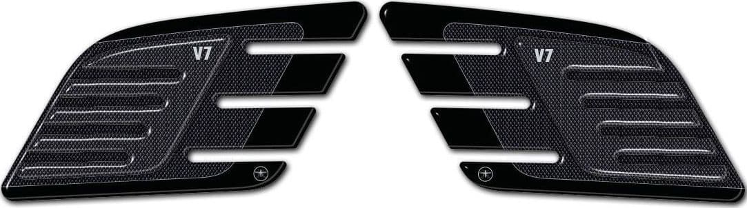 2 PROTEZIONI GINOCCHIA LATERALI SERBATOIO 3D compatibili per MOTO GUZZI V7 NEW - 5