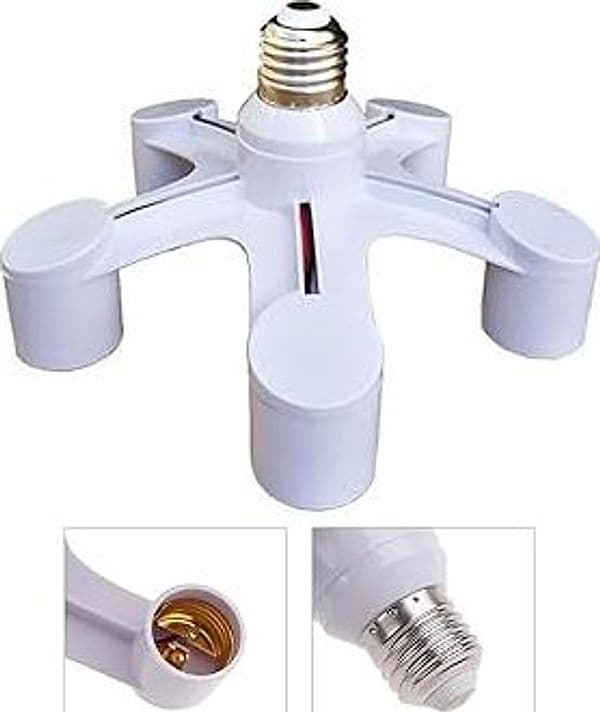 Adattatore 5-in-1 E27 lampadina Moltiplicare Lampadario Splitter 5 Ingressi 220V – bianco