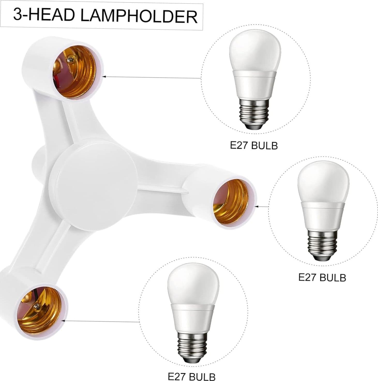 Adattatore 3-in-1 E27 lampadina Moltiplicare Lampadario Splitter 3 Ingressi 220V - 2