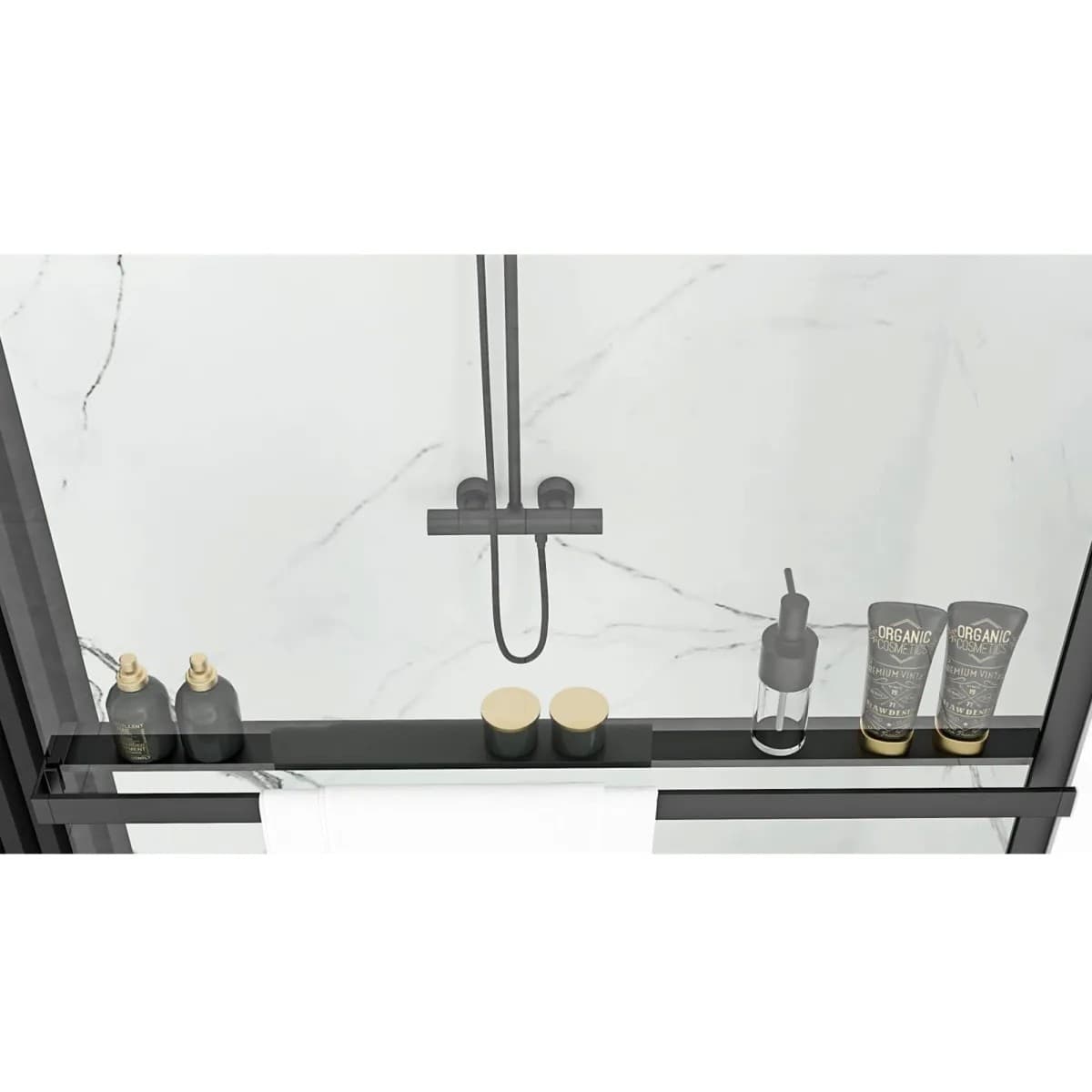 Mensola portasalviette per Walk-in fino a 140cm nera in Portasciugamani da parete StileBagno - Roma, commercioVirtuoso.it