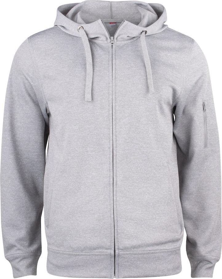 Felpa Tecnica Grigio Melange Felpa Zip Cappuccio Sportiva con Tasche Taglie Forti - 2