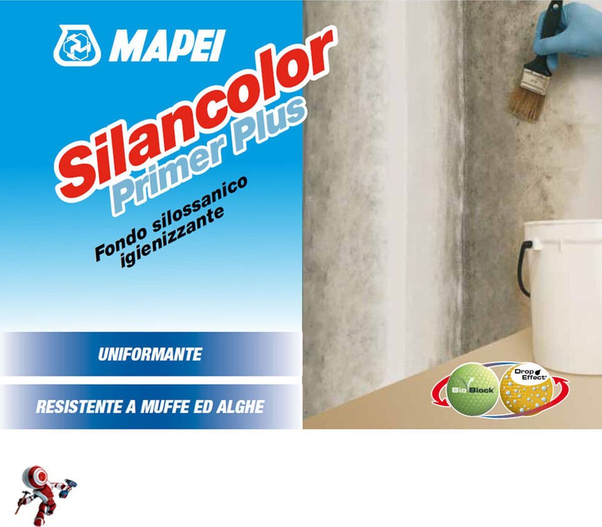 MAPEI SILANCOLOR PRIMER PLUS LT.2 FONDO SILOSSANICO IGIENIZZANTE PER MUFFE ALGHE - 2