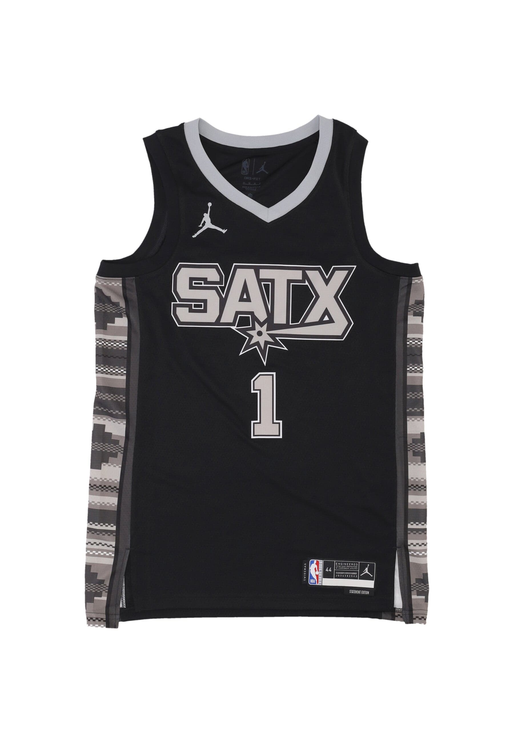 JORDAN NBA Canotta Basket Uomo Nba Statement Edition 2022 Dri-fit Swingman Jersey No 1 Victor Wembanyama Sanspu Black/fit Silver - 5