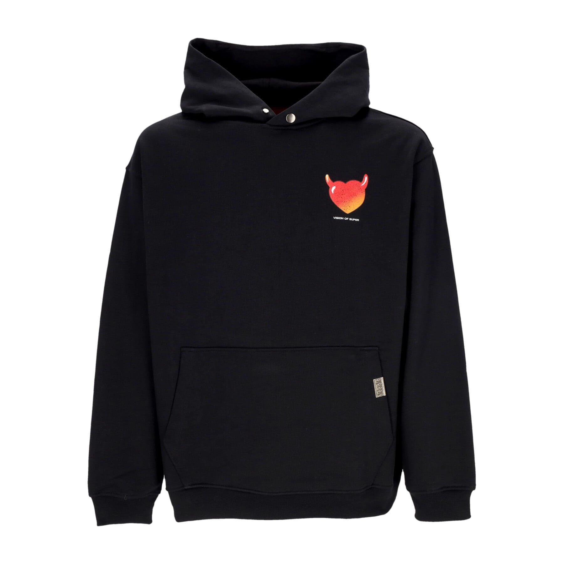 VISION OF SUPER Felpa Leggera Cappuccio Uomo Puffy Love Print Hoodie Black - 5