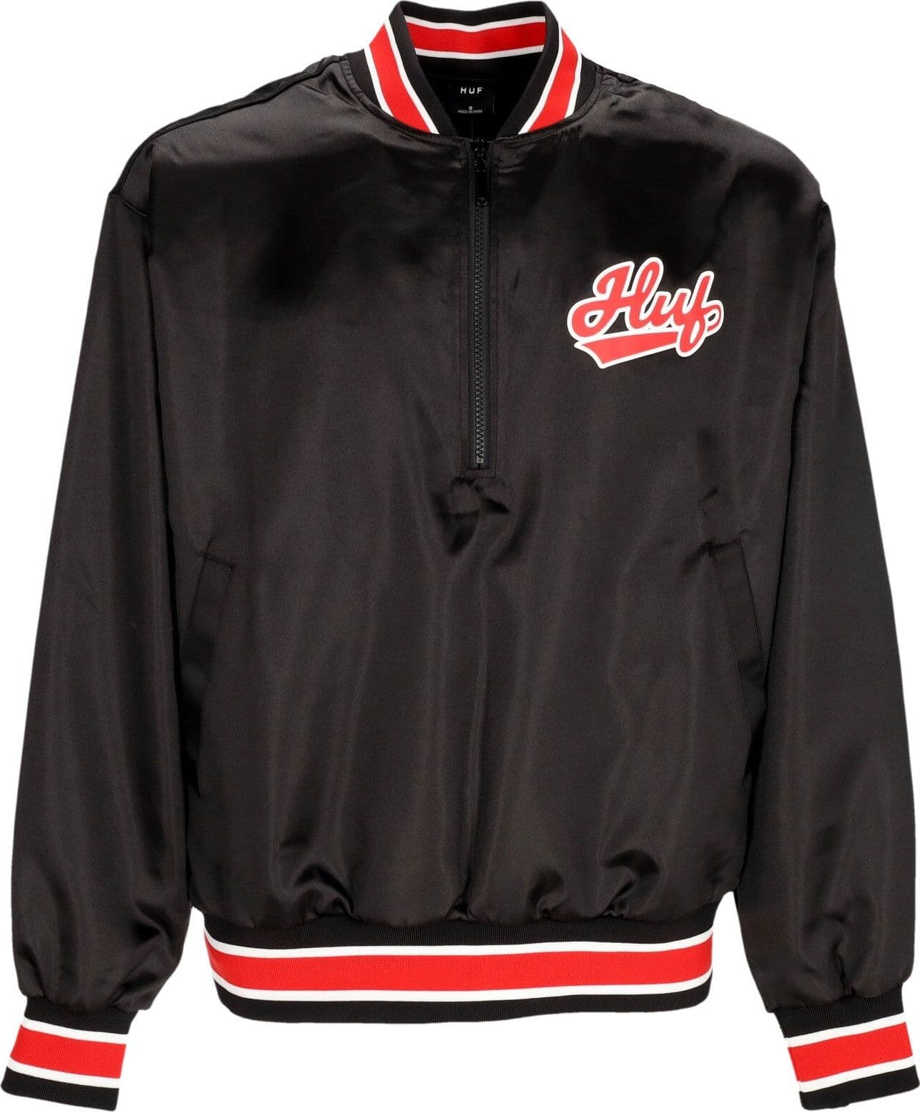 HUF Giubbotto Bomber Uomo Pop Fly Satin Baseball Jacket Black – giacca