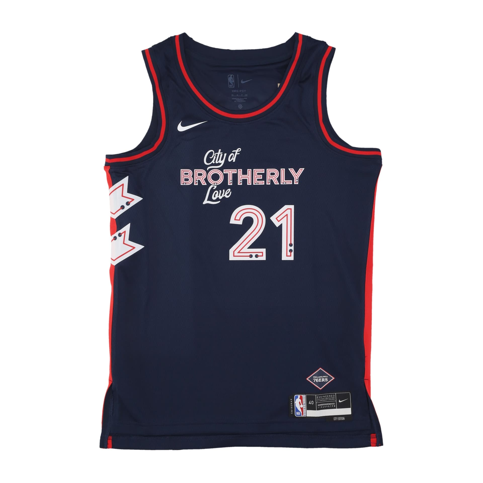 NIKE NBA Canotta Basket Uomo Nba City Edition 2023/24 Dri-fit Swingman Jersey No 21 Joel Embiid Phi76e College Navy – XL –