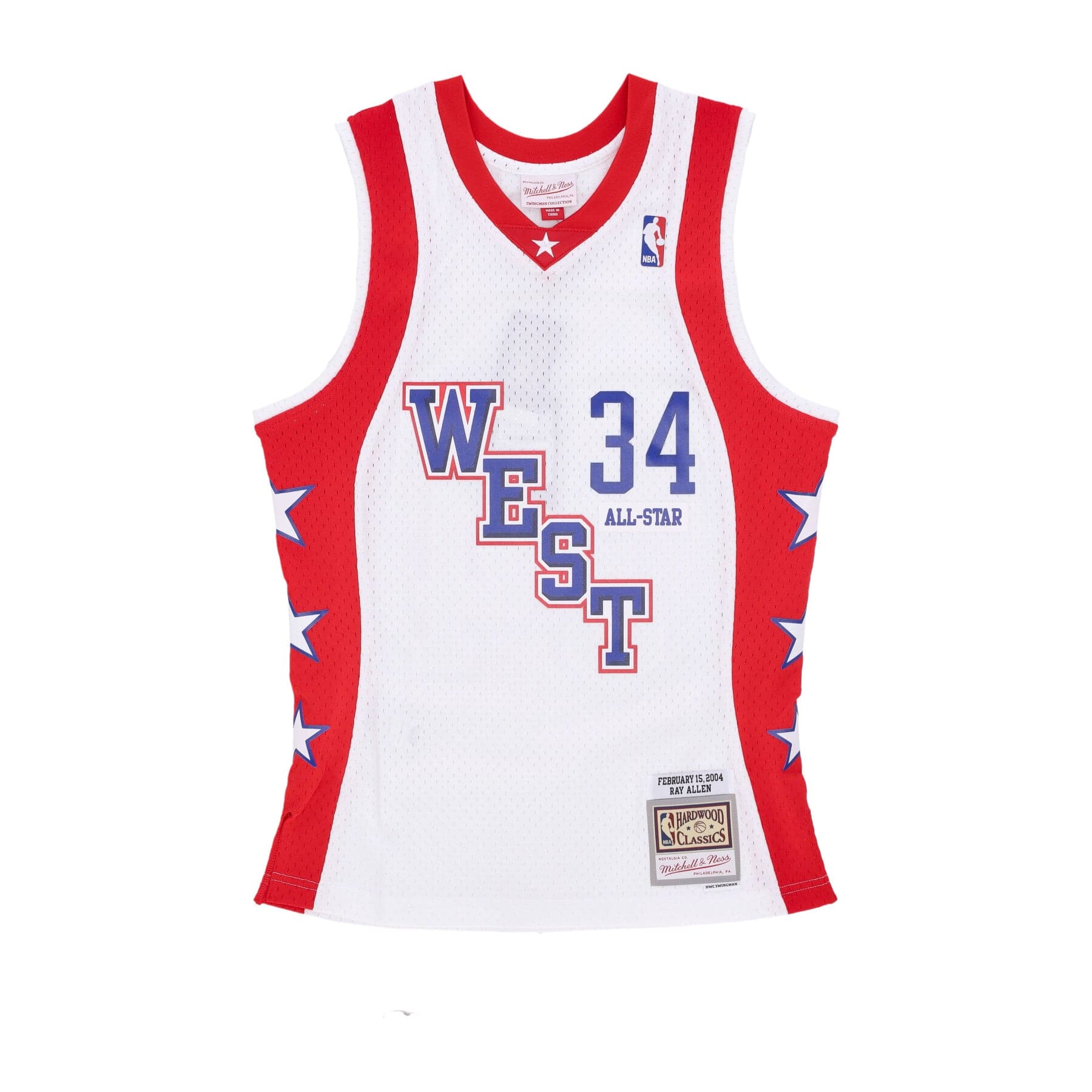 MITCHELL &amp; NESS Canotta Basket Uomo Nba White Jersey All Star 2004 No 34 Ray Allen Team West White - 3