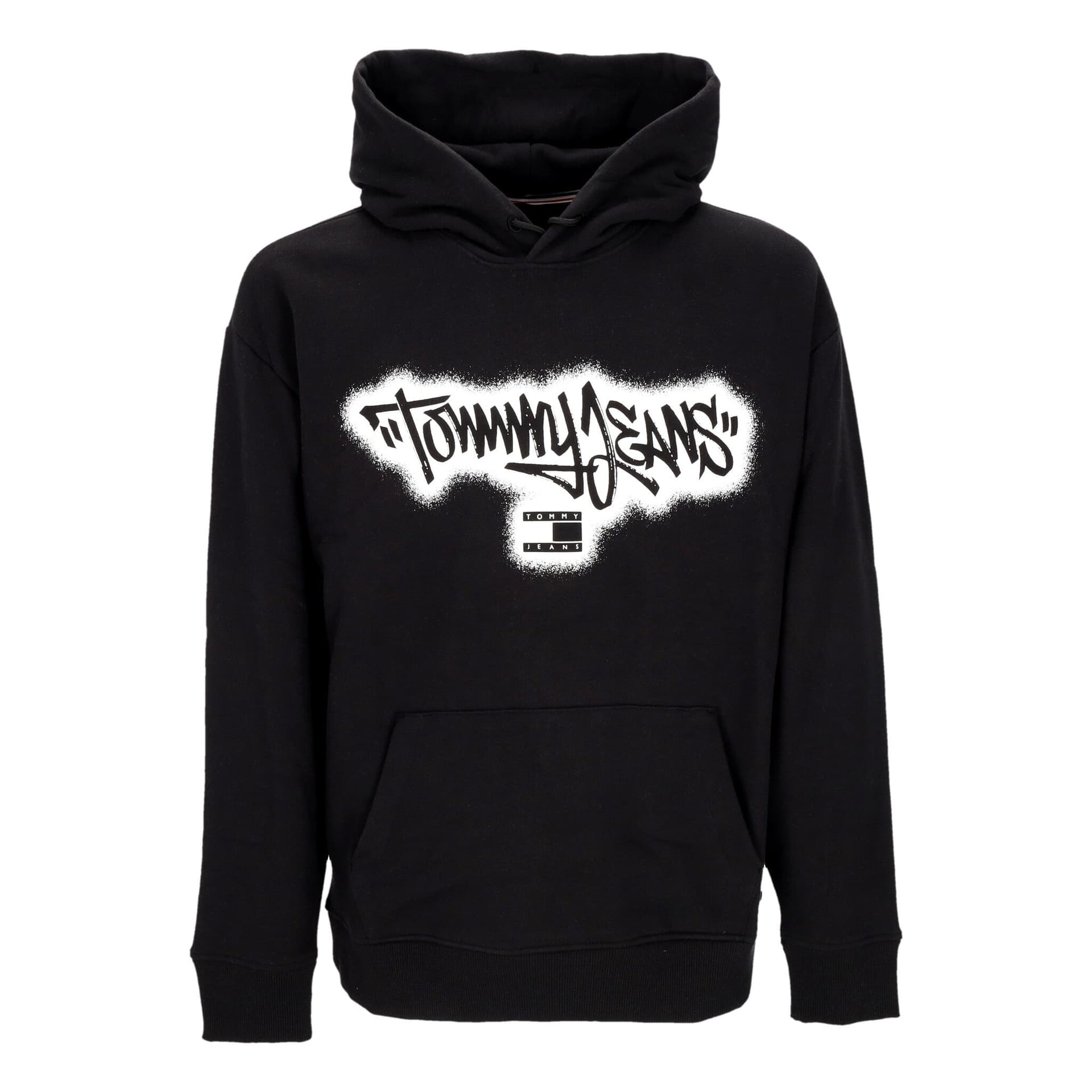 Tommy Hilfiger Felpa Leggera Cappuccio Uomo Relaxed Spray Graffiti Hoodie Black - 3