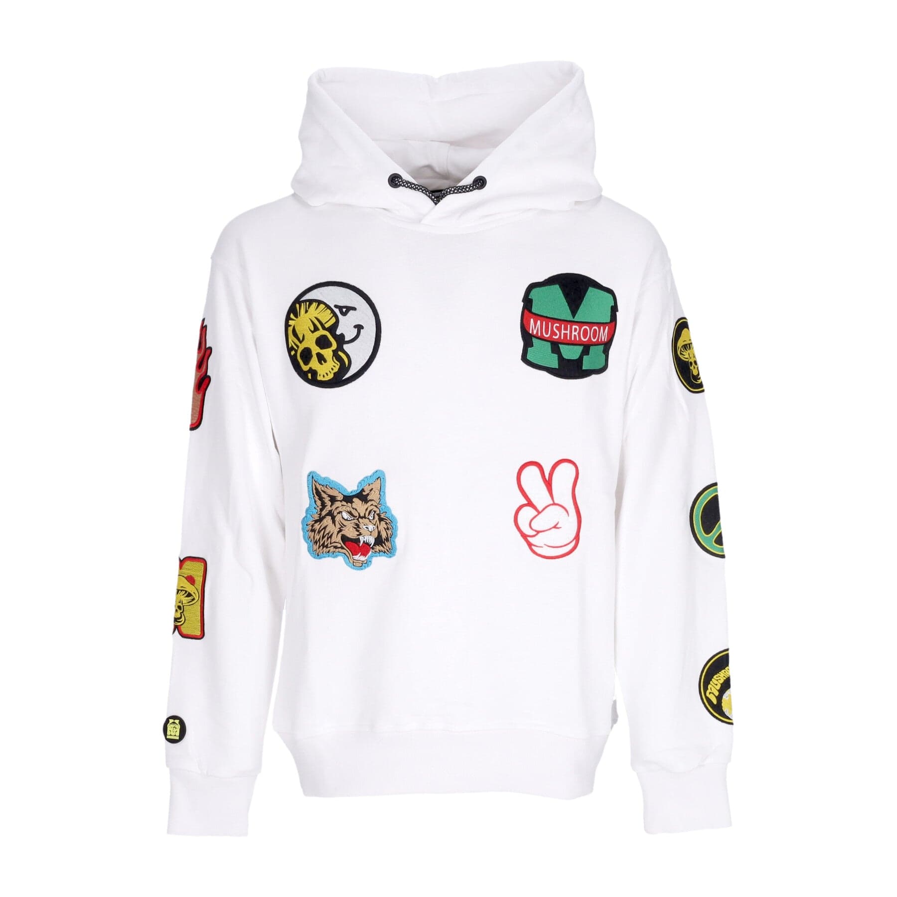 MUSHROOM Felpa Cappuccio Uomo Stickers Hoodie White - 3