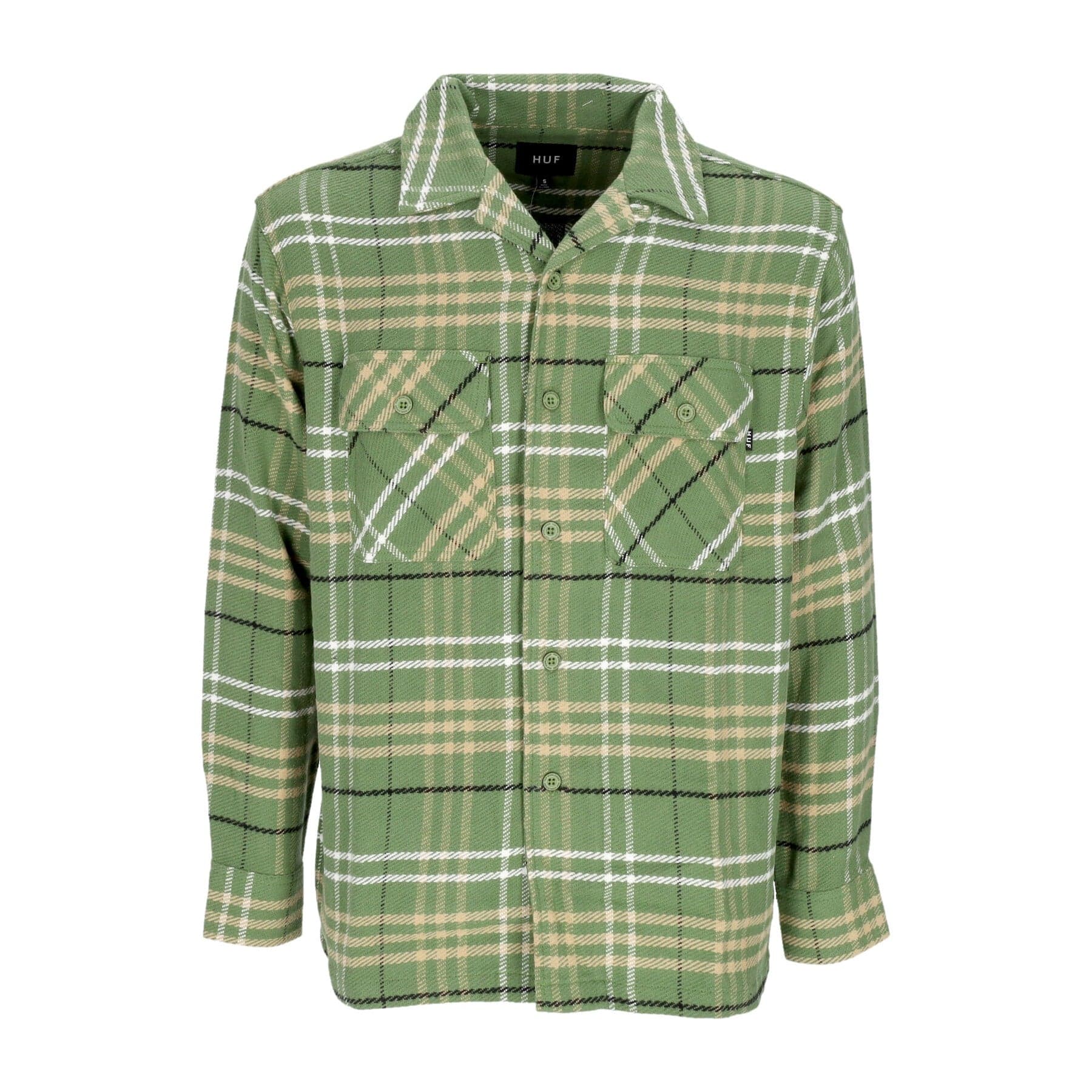 HUF Camicia Manica Lunga Uomo Westridge Woven Shirt Avocado - 3