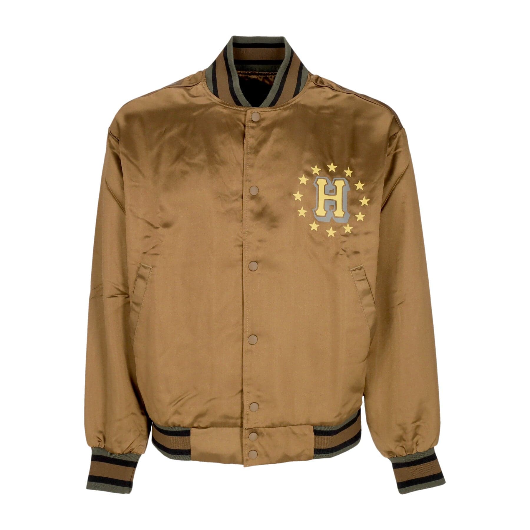 HUF Giubbotto Bomber Uomo Galactic Stack Baseball Jacket Camel - 3