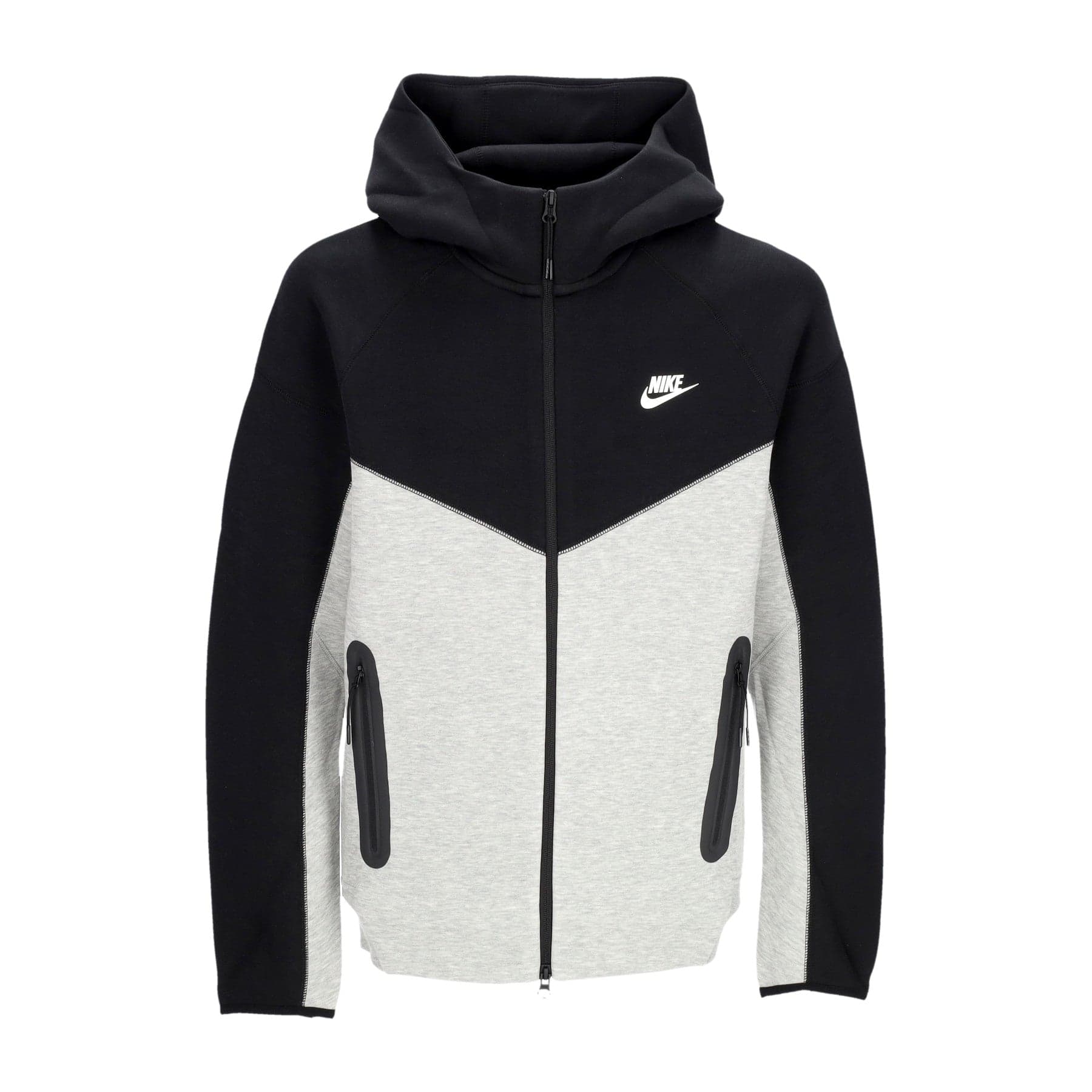 Nike Felpa Leggera Cappuccio Zip Uomo Tech Fleece Full-zip Windrunner Hoodie Dk Grey Heather/black/white - 3