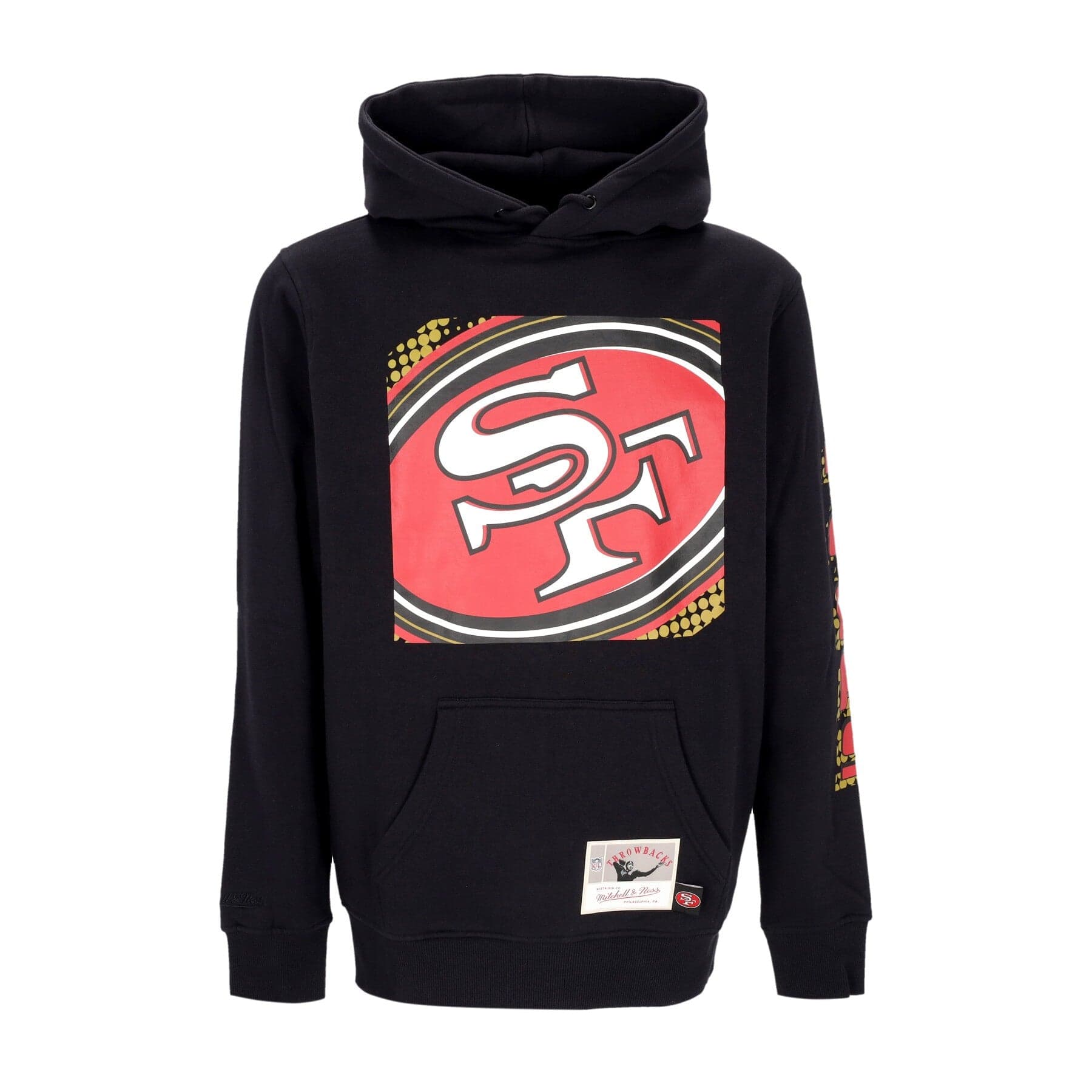 MITCHELL &amp; NESS Felpa Cappuccio Uomo Nfl Big Face 7.0 Hoodie Saf49e Black - 4