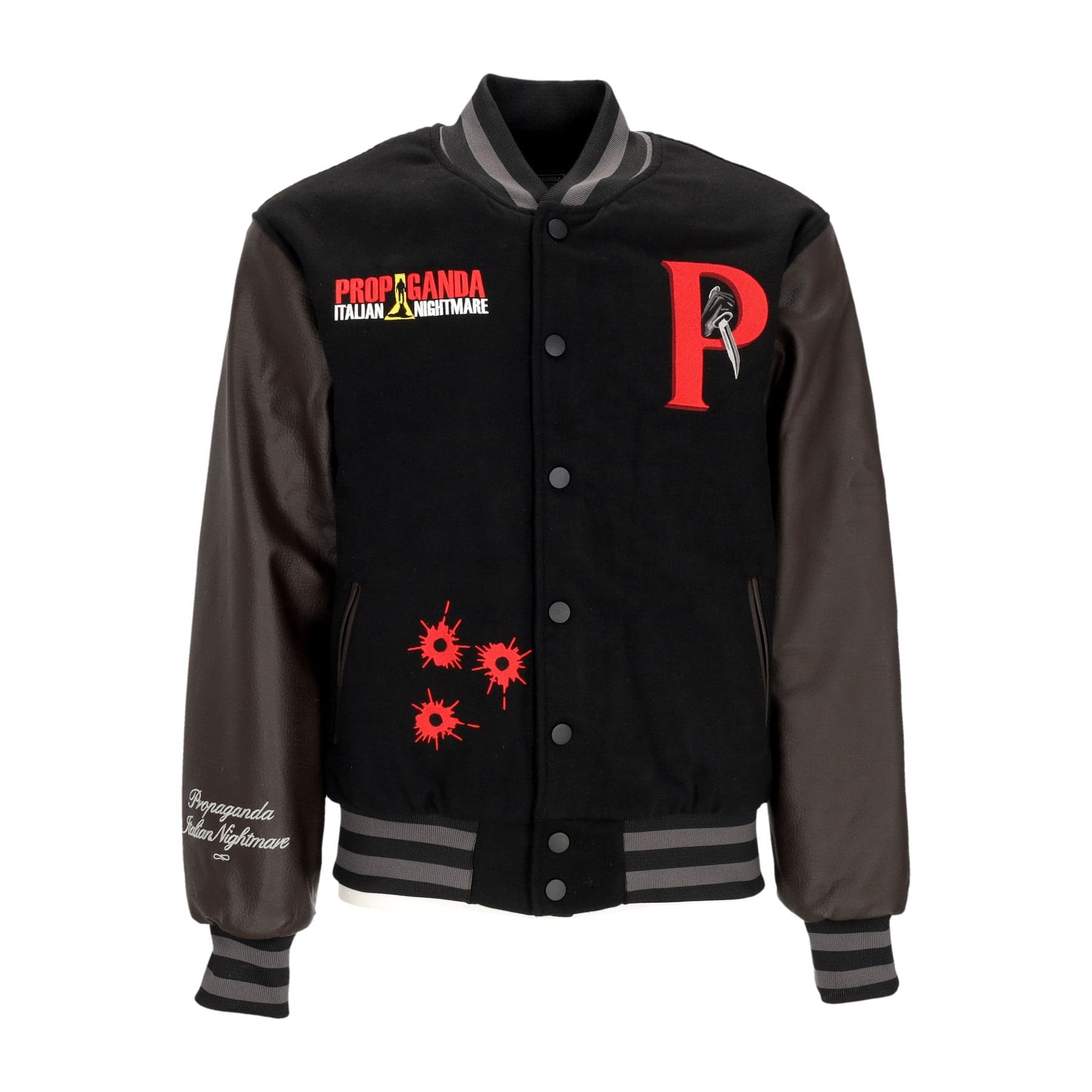 PROPAGANDA Giubbotto College Uomo Nightmare Varsity Black/brown – giacca