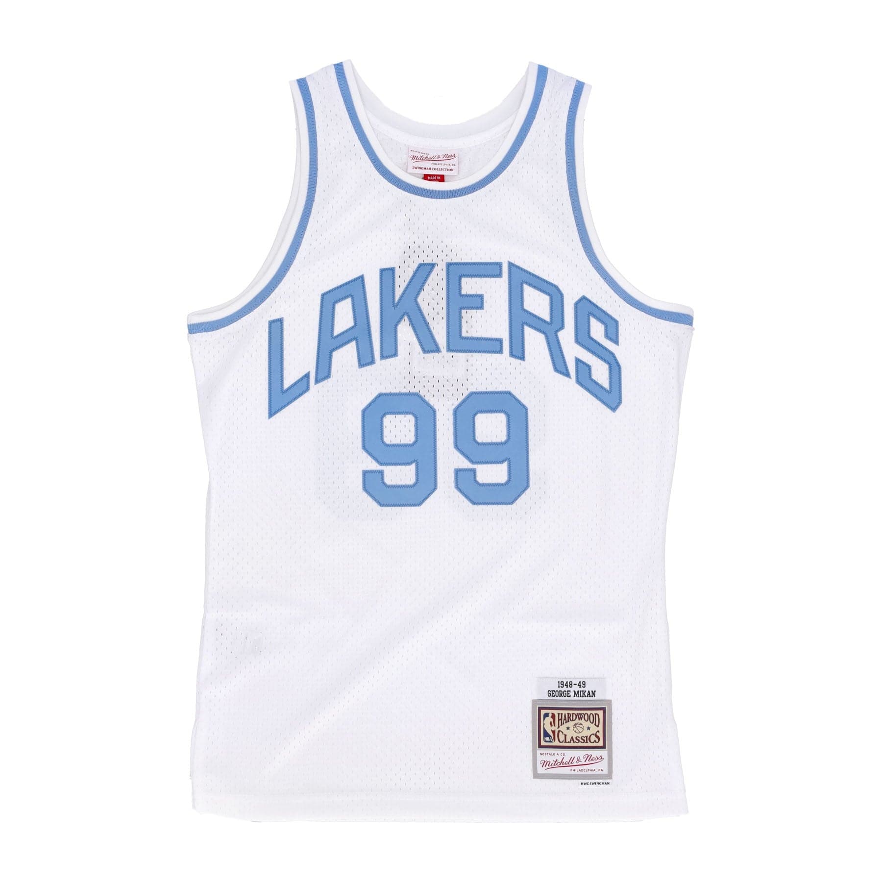 MITCHELL &amp; NESS Canotta Basket Uomo Nba Home Jersey Hardwood Classics No 99 George Mikan 1948-49 Minlak White/original Team Colors - 4