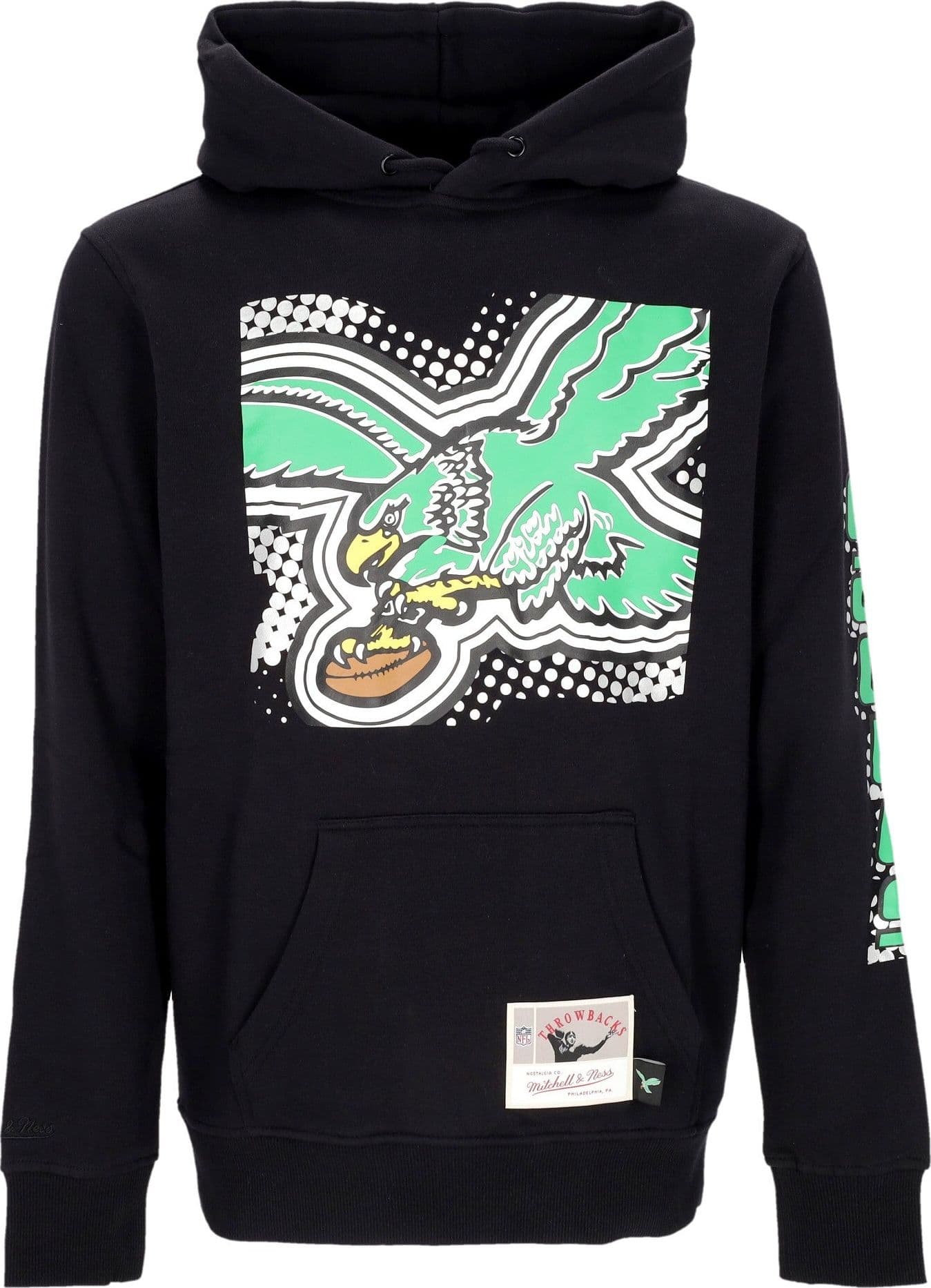 MITCHELL &amp; NESS Felpa Cappuccio Uomo Nfl Big Face 7.0 Hoodie Phieag Black – XL – Mitchell & Ness – giacca