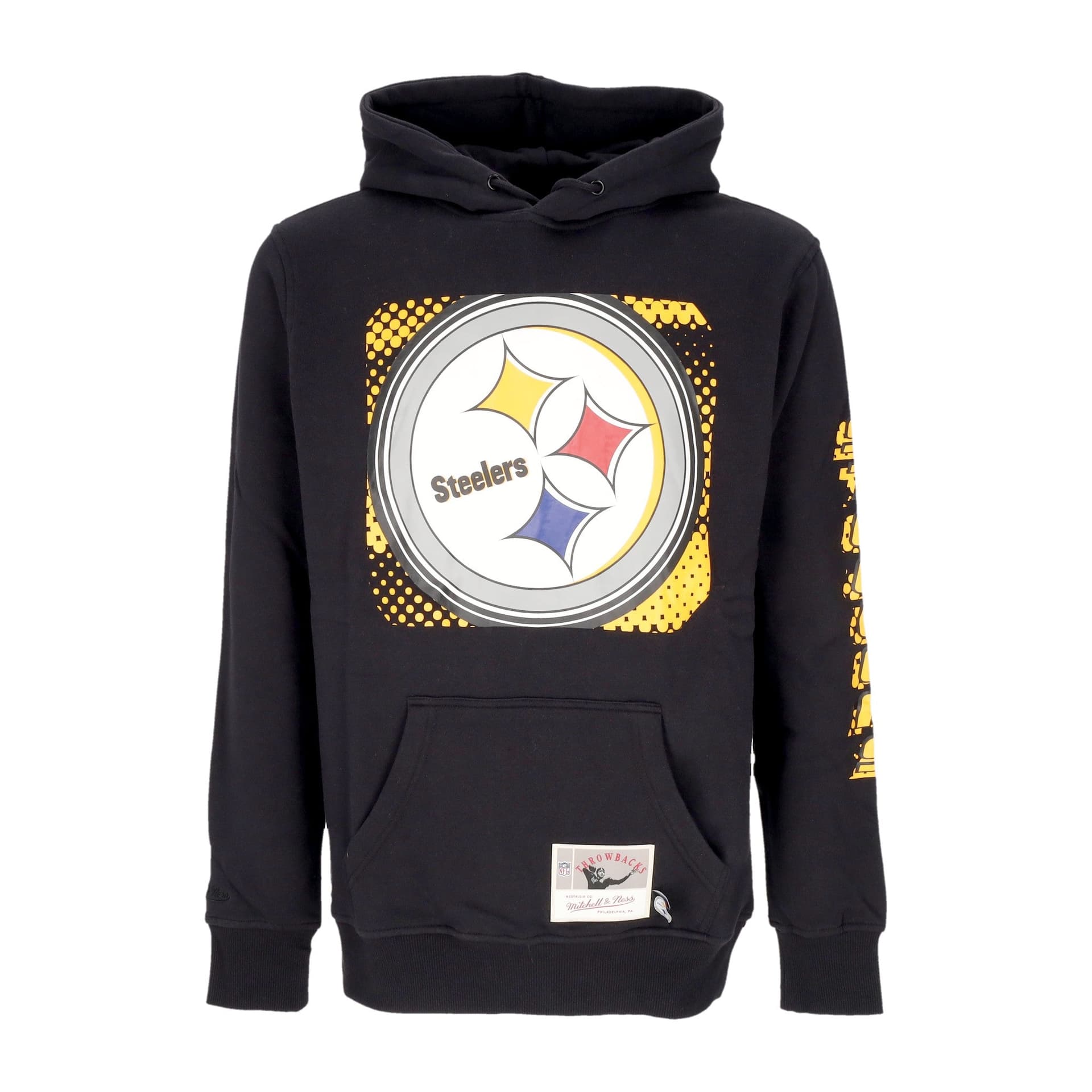 MITCHELL &amp; NESS Felpa Cappuccio Uomo Nfl Big Face 7.0 Hoodie Pitste Black - 5