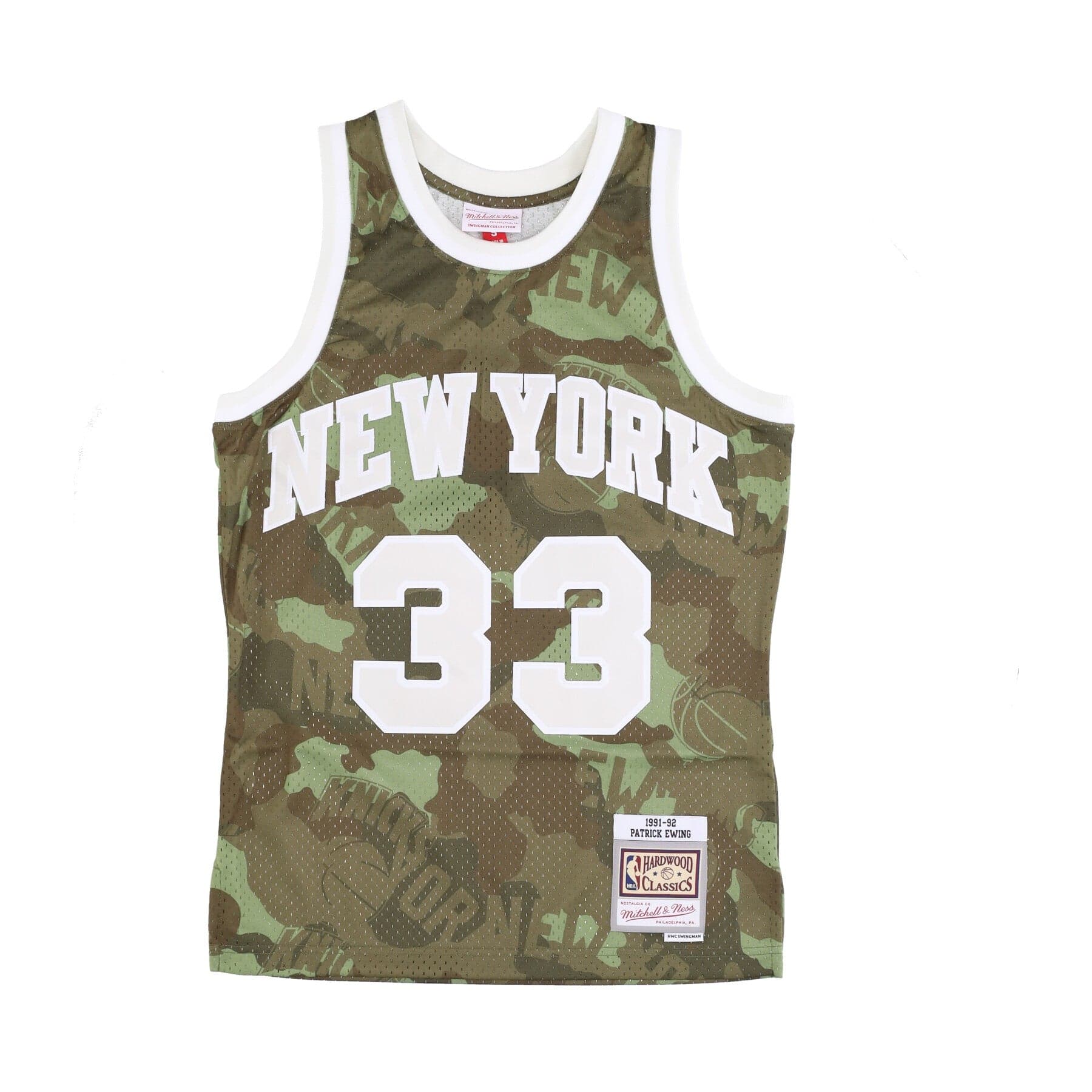 MITCHELL &amp; NESS Canotta Basket Uomo Nba Ghost Green Camo Swingman Jersey Hardwood Classics No 33 Patrick Ewing 1991-92 Neykni Camo/green - 5