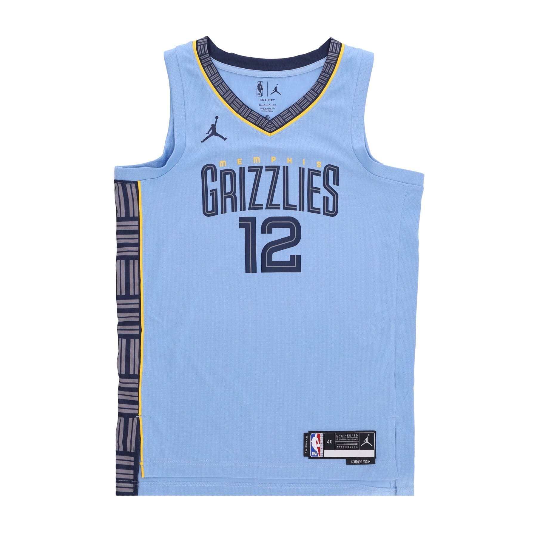 JORDAN NBA Canotta Basket Uomo Nba Statement Edition 22 Dri-fit Swingman Jersey No 12 Ja Morant Memgri Light Blue - 3