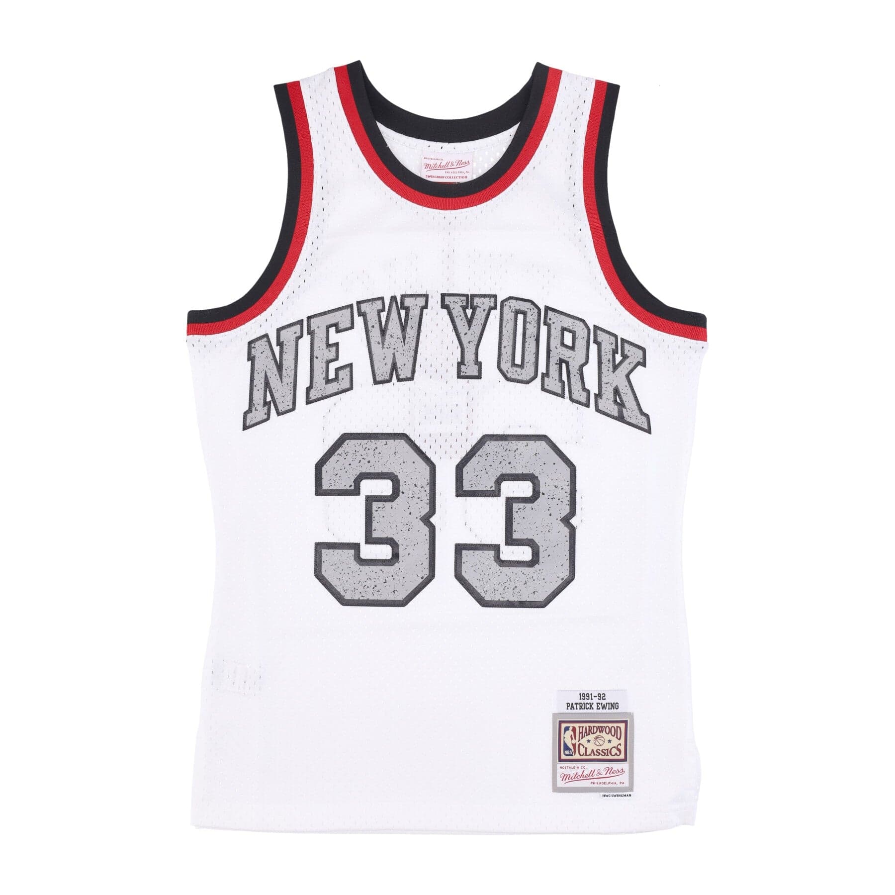 MITCHELL &amp; NESS Canotta Basket Uomo Nba Cracked Cement Swingman Jersey Hardwood Classics No 33 Patrick Ewing Neykni White - 3
