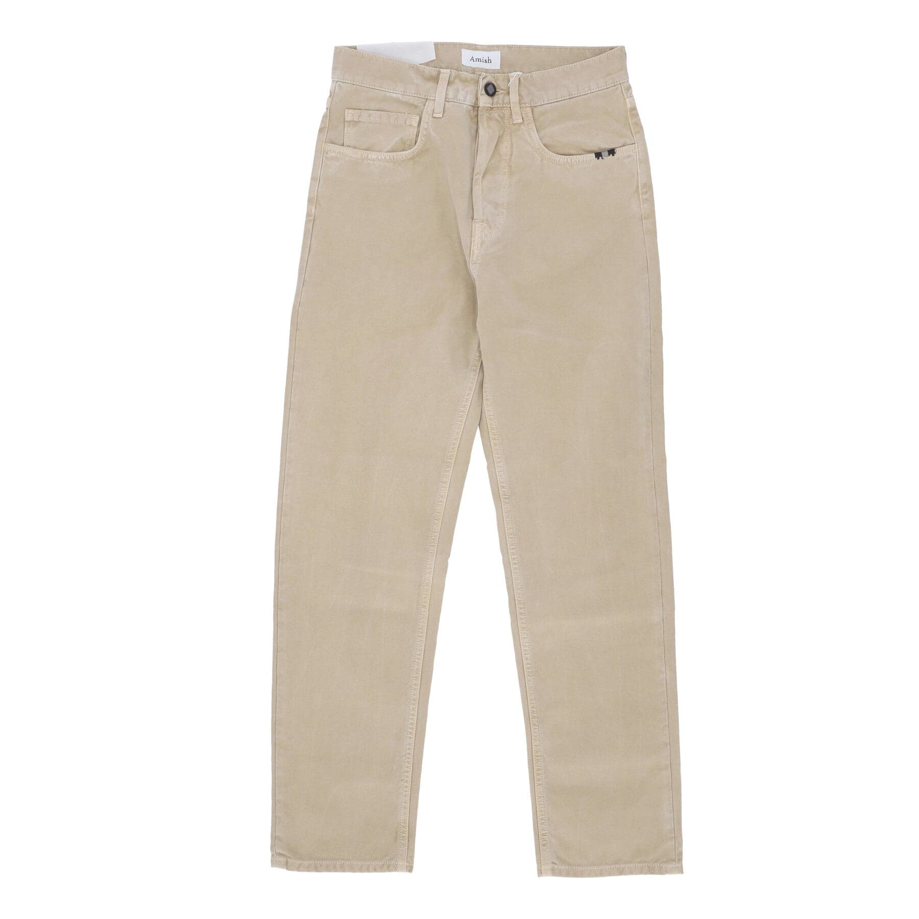 AMISH Pantalone Lungo Uomo Jeremiah Straight Canvas Mud Dye Sand - 3