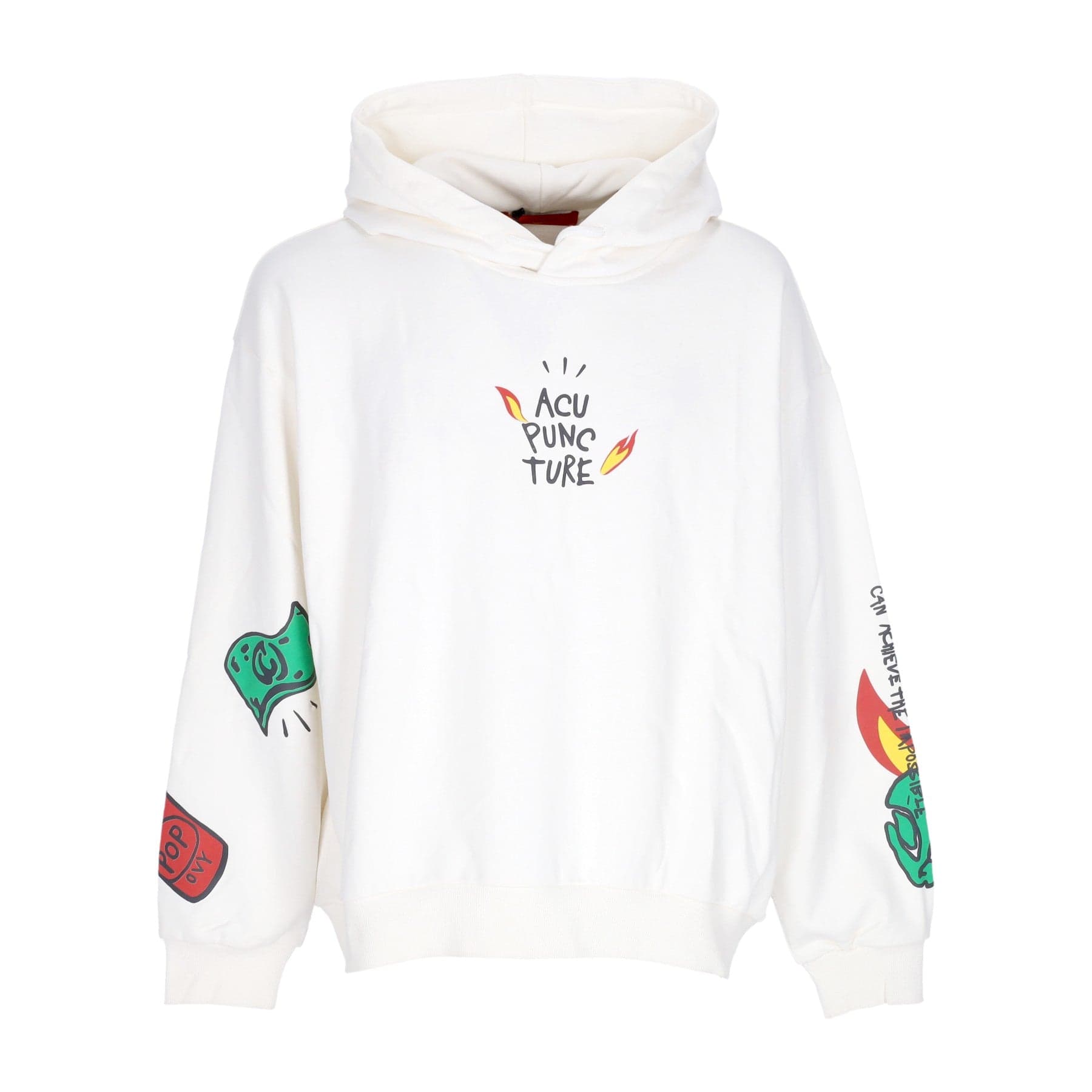 ACUPUNCTURE Felpa Leggera Cappuccio Uomo Flamed Logo Hoodie White - 3