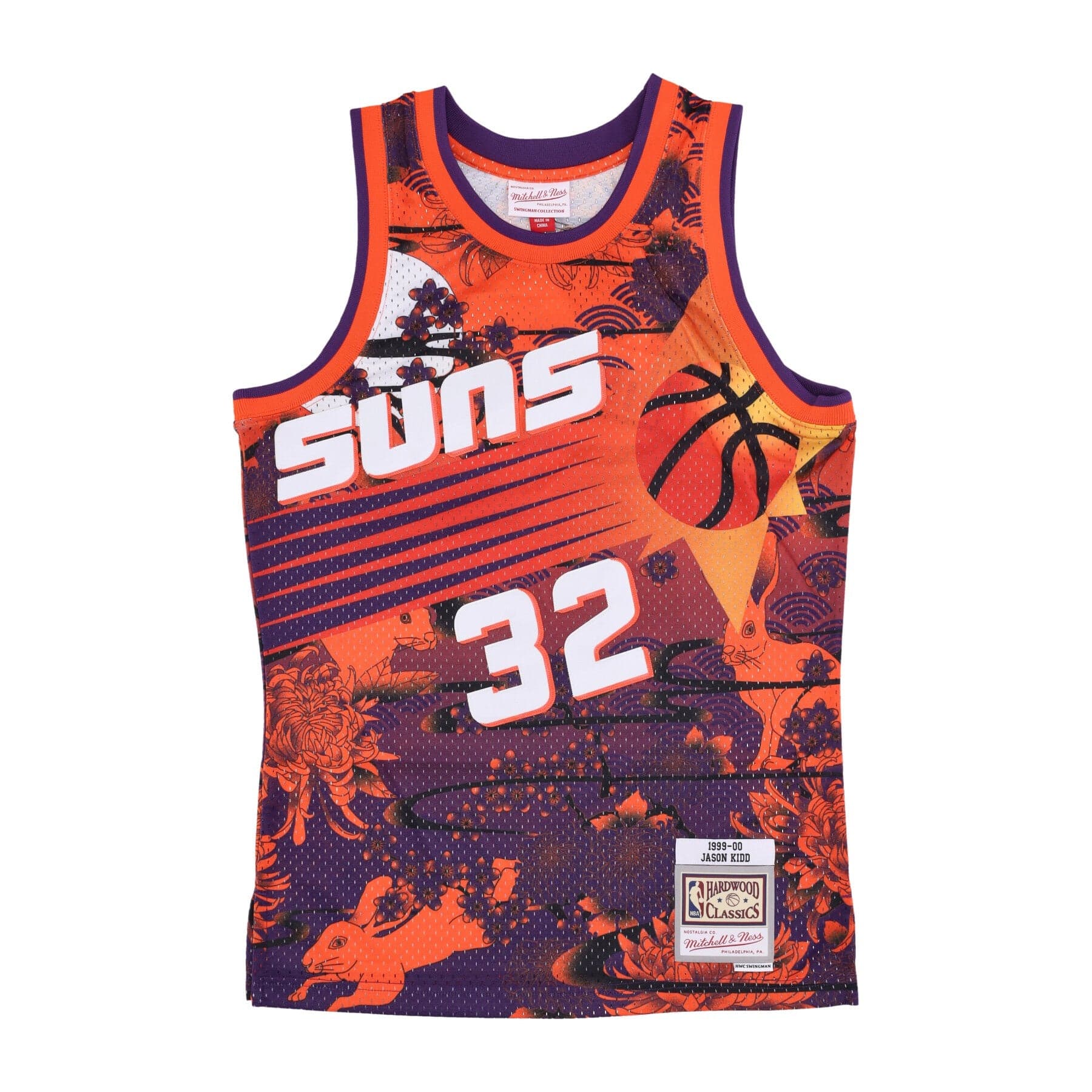 MITCHELL &amp; NESS Canotta Basket Uomo Nba Ah Swingman Jersey 5.0 Hardwood Classics 1999 No 32 Jason Kidd Phosun Orange/purple - 5