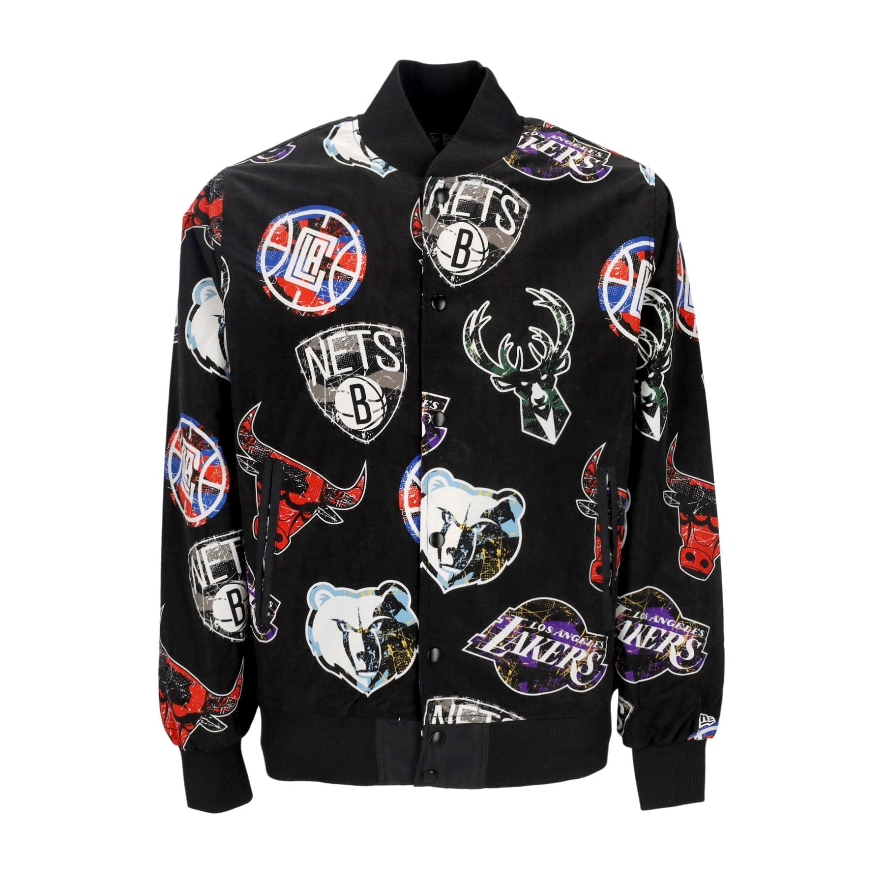 NEW ERA Giubbotto Bomber Uomo Nba All Over Print Team Logo Bomber Black/front Door Red - 4