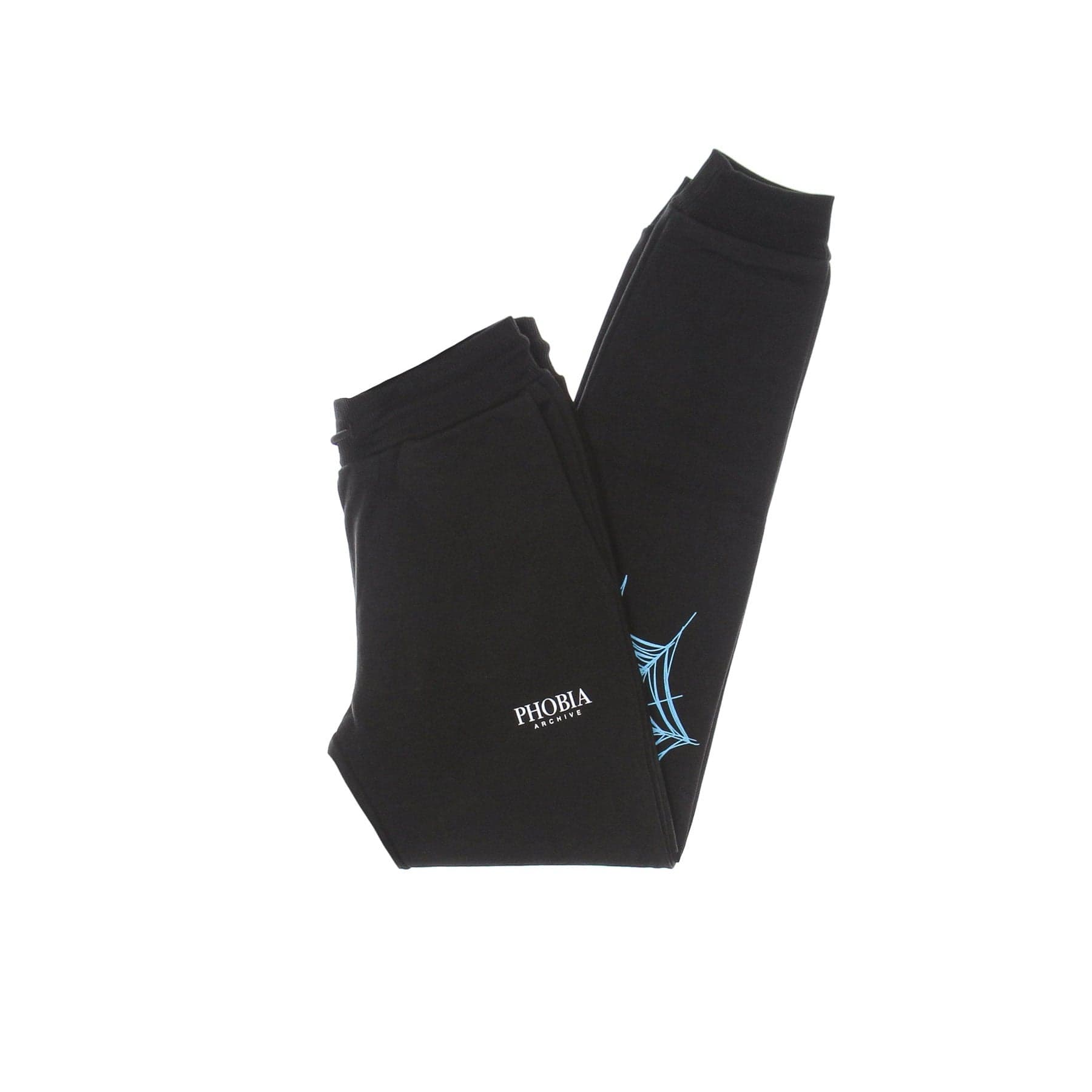PHOBIA Pantalone Tuta Leggero Uomo Light Blue Cobweb Print Pants Black/light Blue - 6