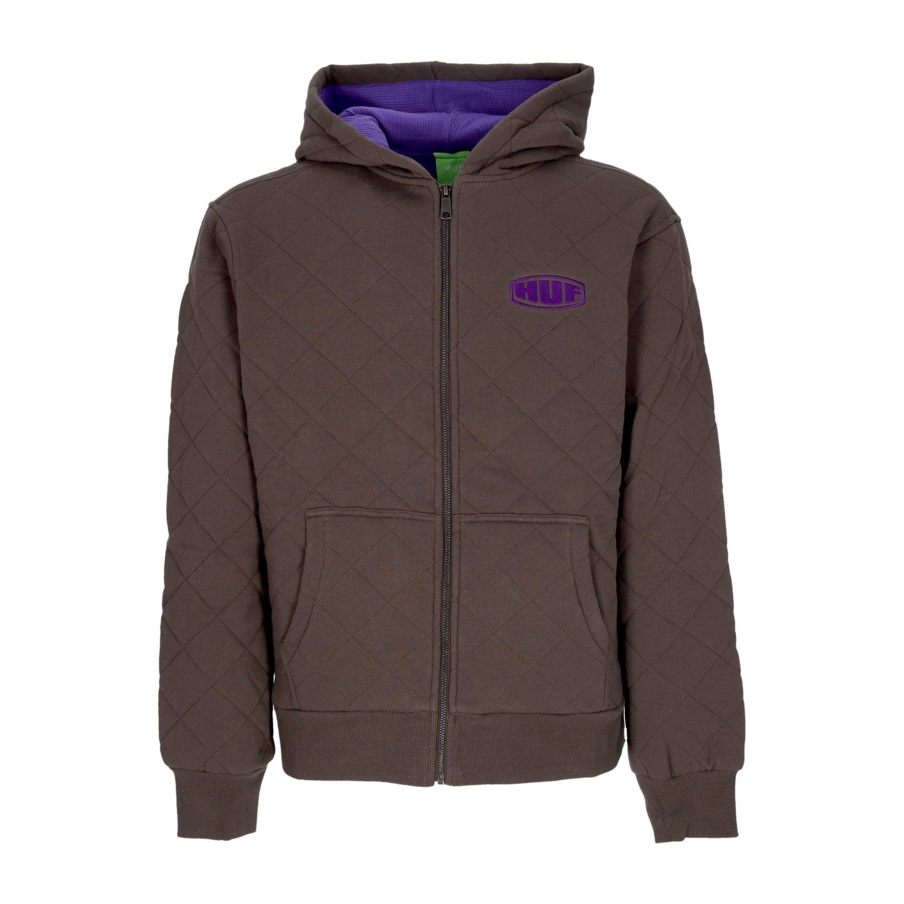 HUF Felpa Cappuccio Zip Uomo Workman Quilted Full Zip Chocolate - 4