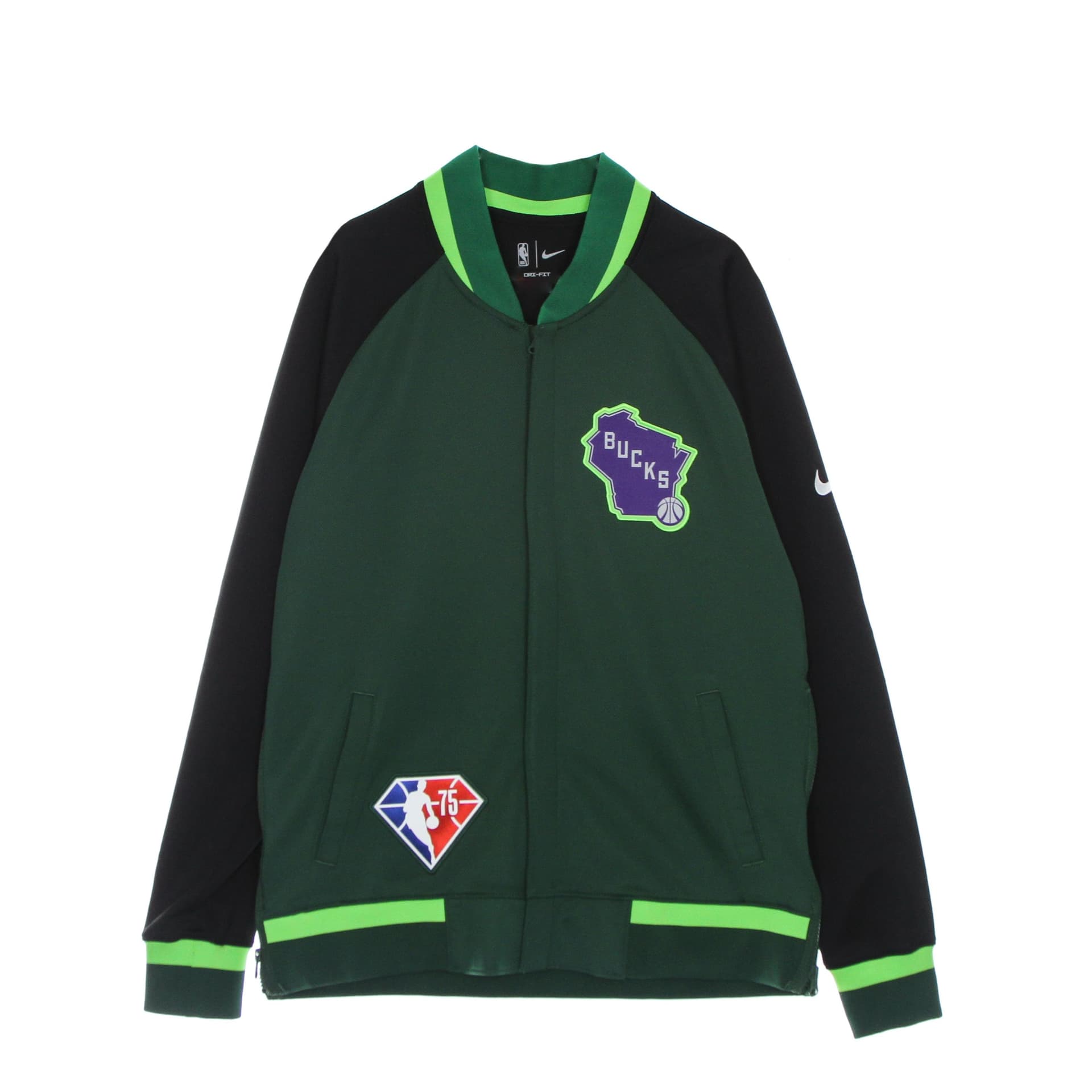 NIKE NBA Felpa Leggera College Uomo Nba Dri Fit Showtime L/s Jacket Milbuc Fir/black/white - 5