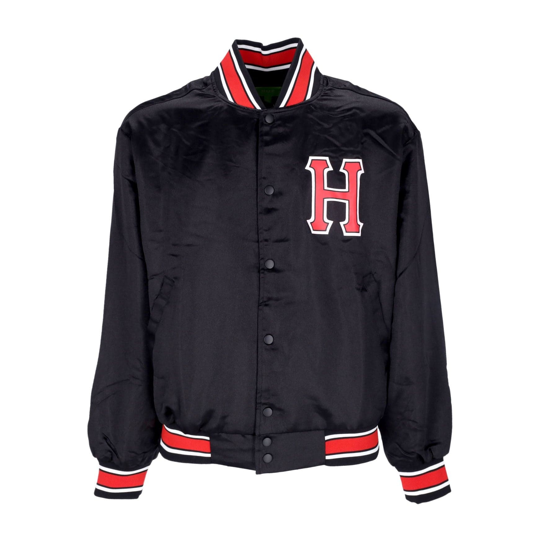 HUF Giubbotto Bomber Uomo Crackerjack Satin Baseball Jacket Black - 4