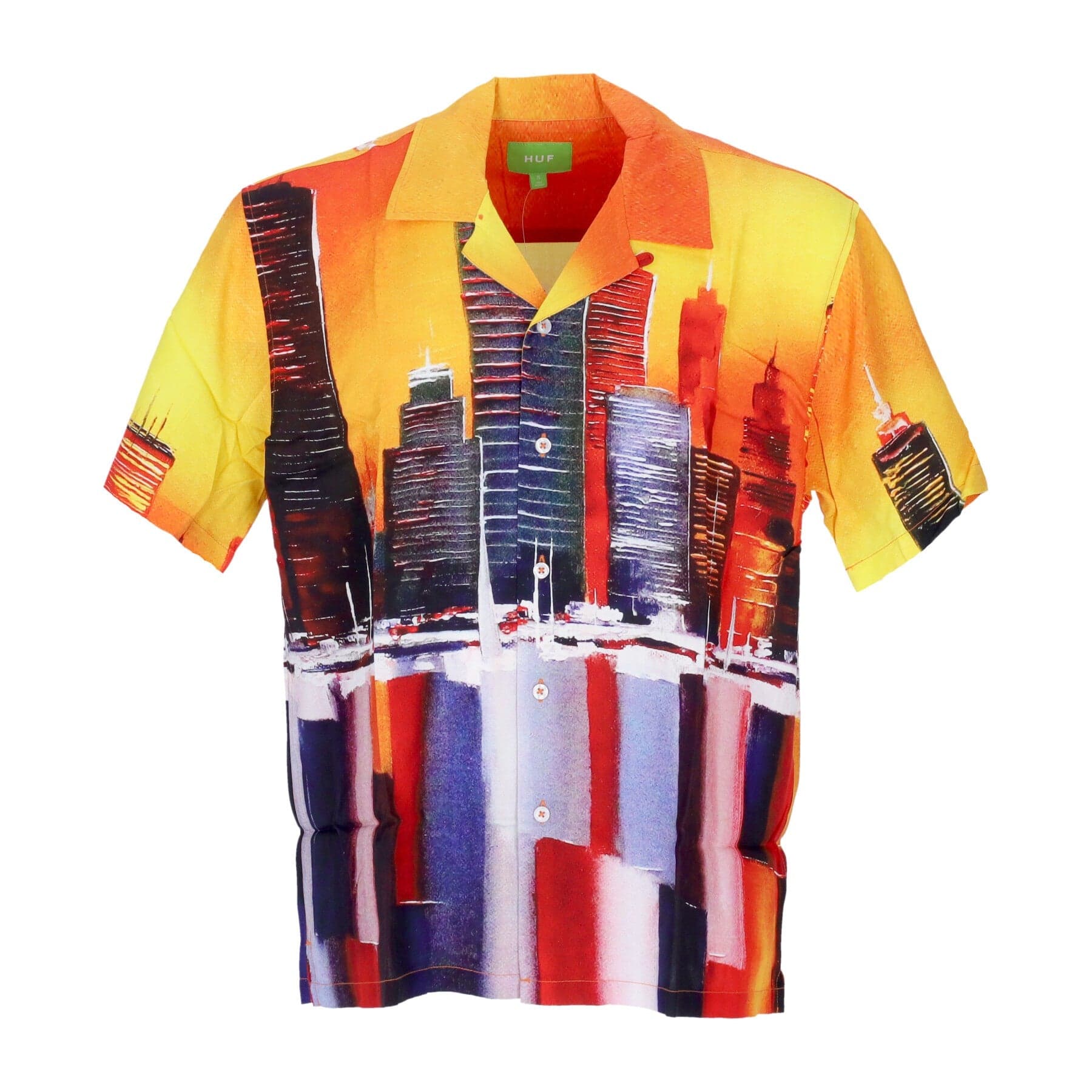 HUF Camicia Manica Corta Uomo Concrete Jungle Woven Top Orange - 4