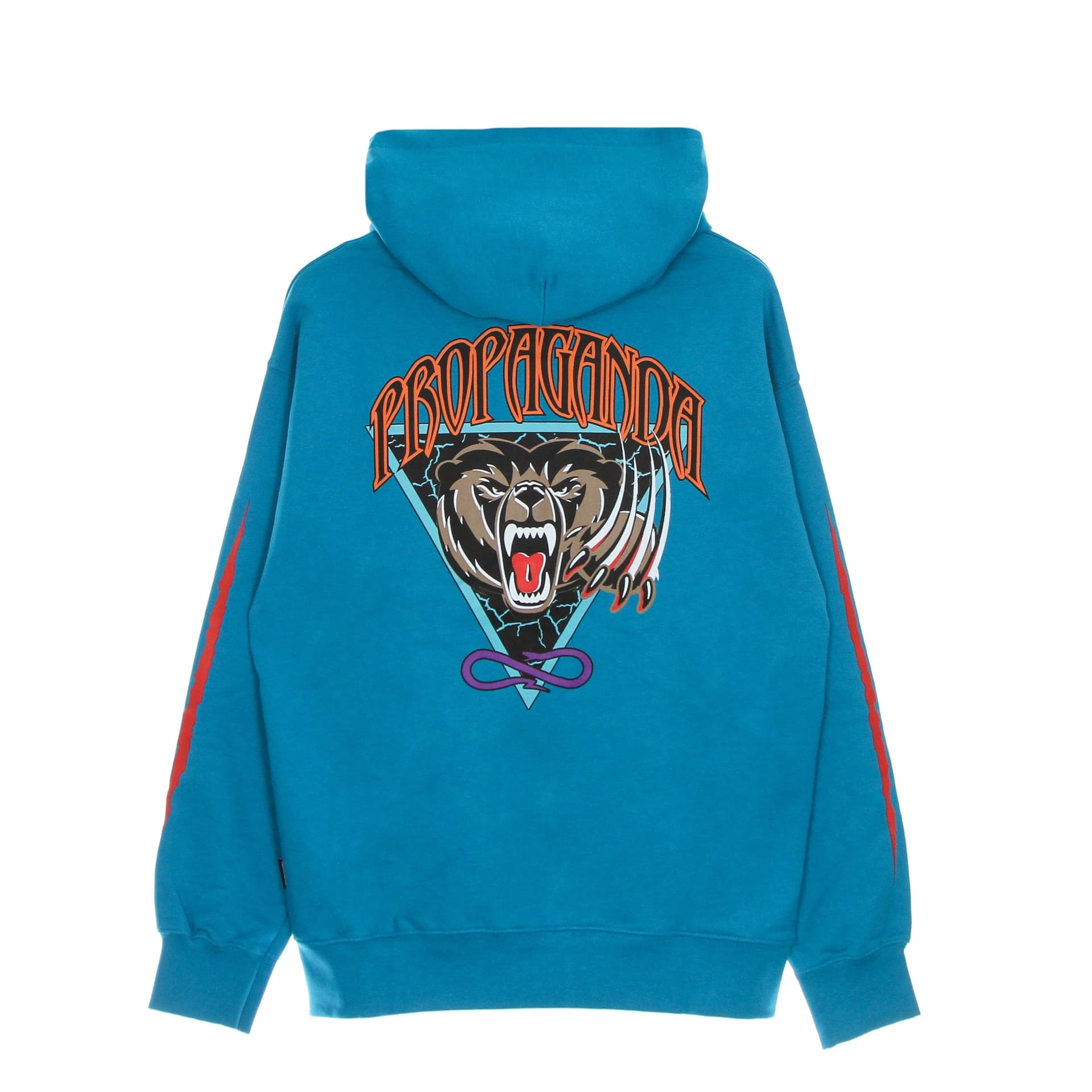 PROPAGANDA Felpa Leggera Cappuccio Uomo Grizzly Hoodie Turquoise - 5
