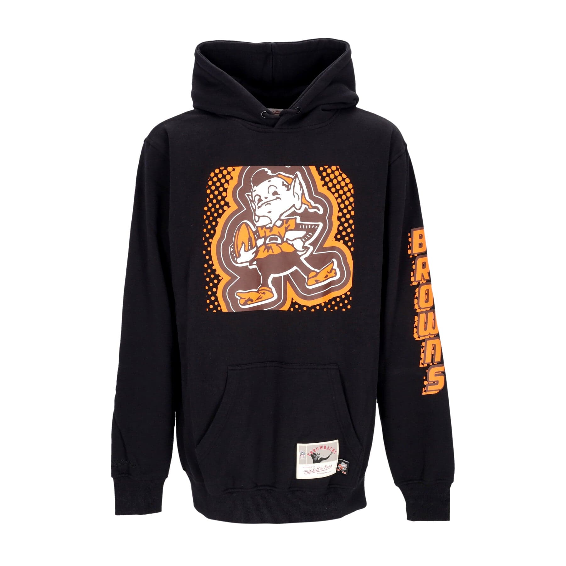 MITCHELL &amp; NESS Felpa Cappuccio Uomo Nfl Big Face 7.0 Hoodie Clebro Black - 3