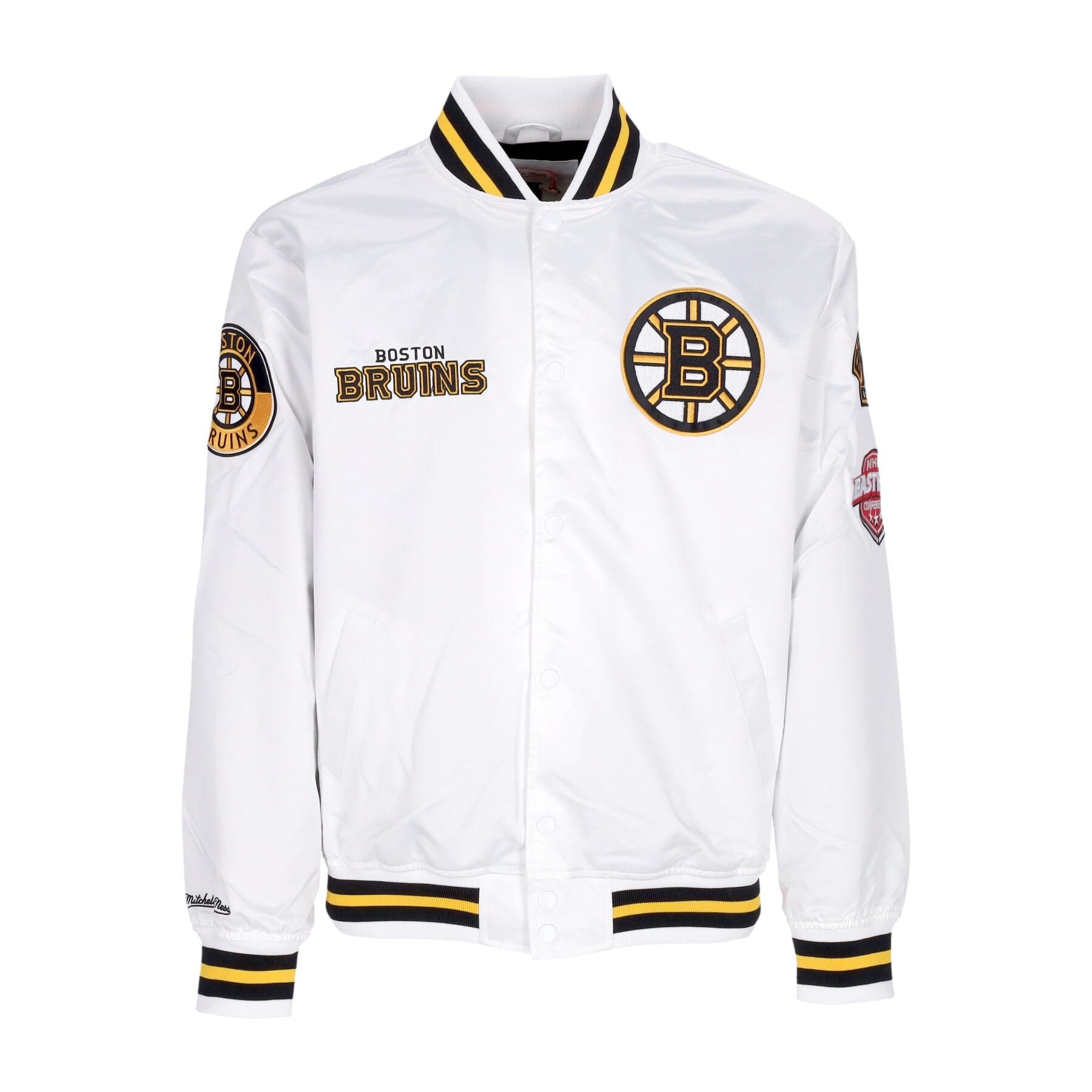 MITCHELL & NESS Giubbotto Bomber Uomo Nhl Hometown Lw Satin Jacket Bosbru White