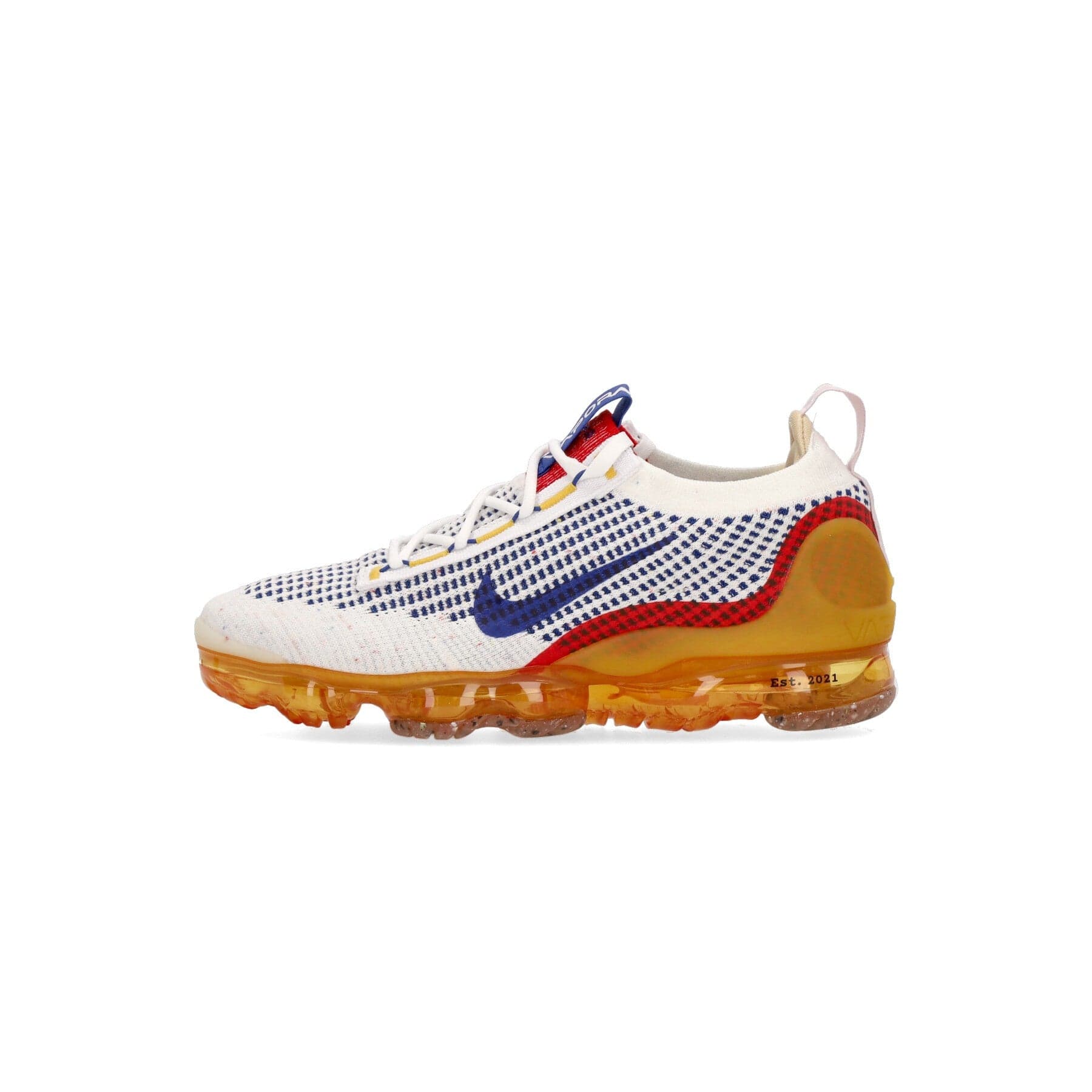 Nike Scarpa Bassa Uomo Air Vapormax 2021 Flyknit Se White/old Royal/yellow Ochre - 8