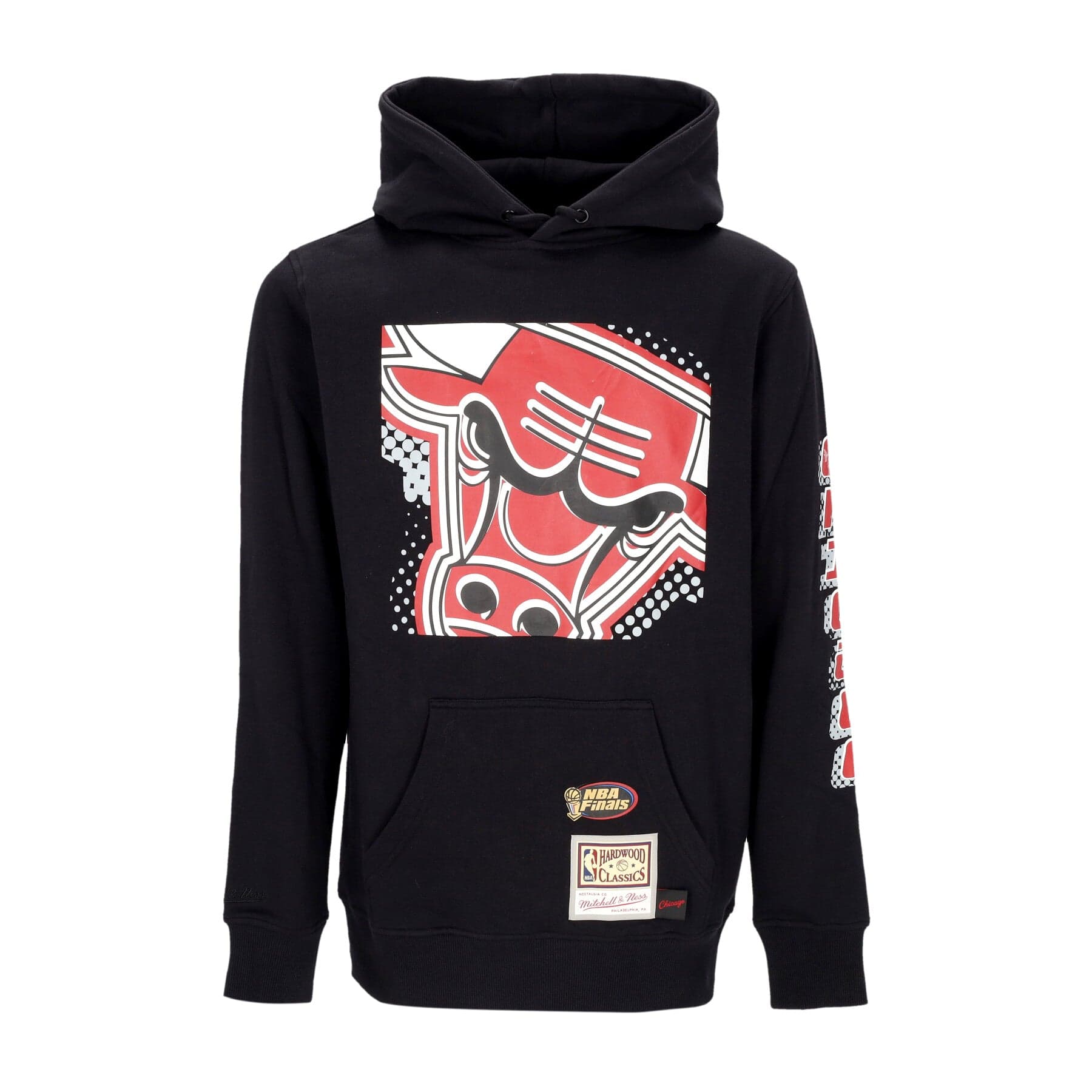 MITCHELL &amp; NESS Felpa Cappuccio Uomo Nba Big Face 7.0 Hoodie Chibul Black - 4