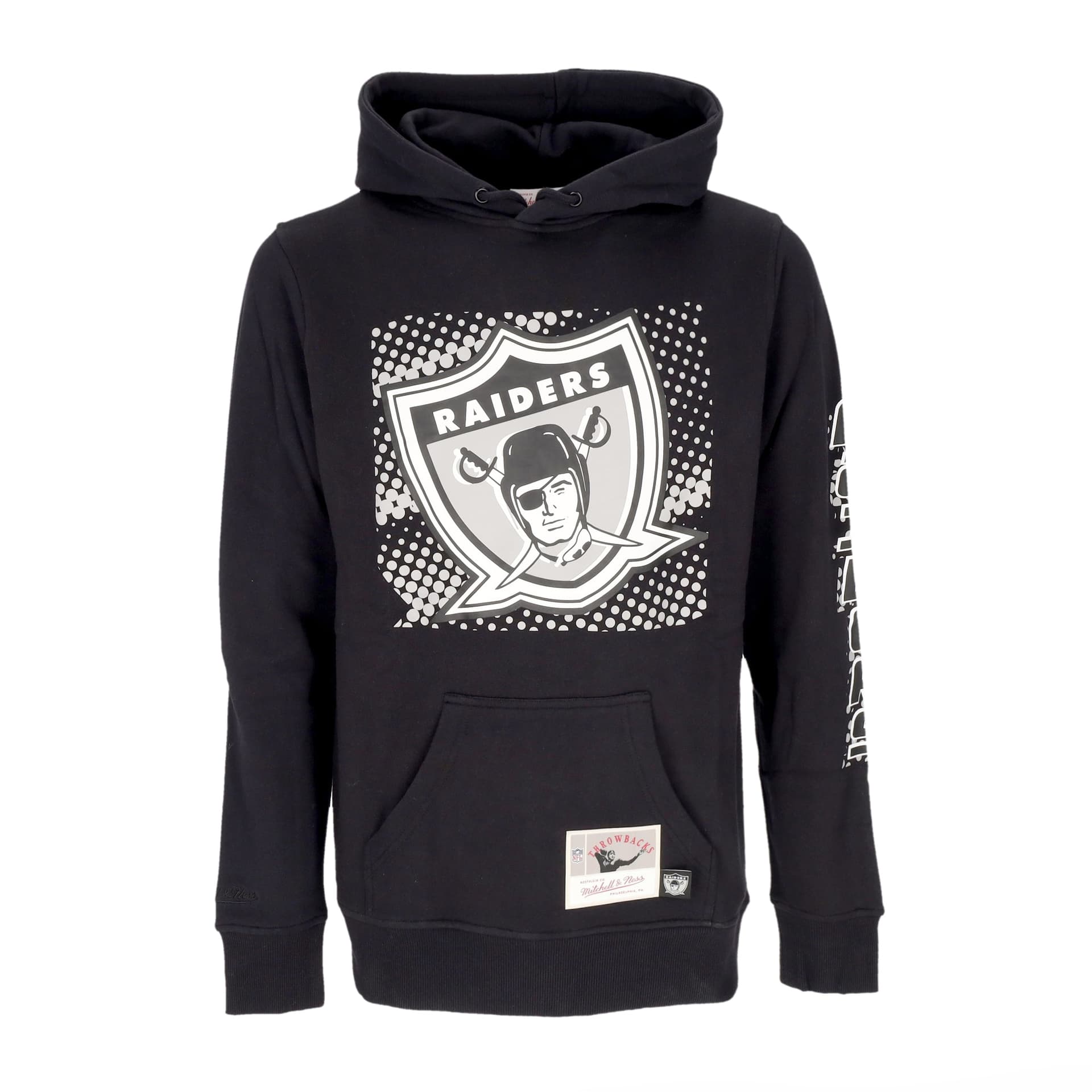 MITCHELL &amp; NESS Felpa Cappuccio Uomo Nfl Big Face 7.0 Hoodie Oakrai Black - 5