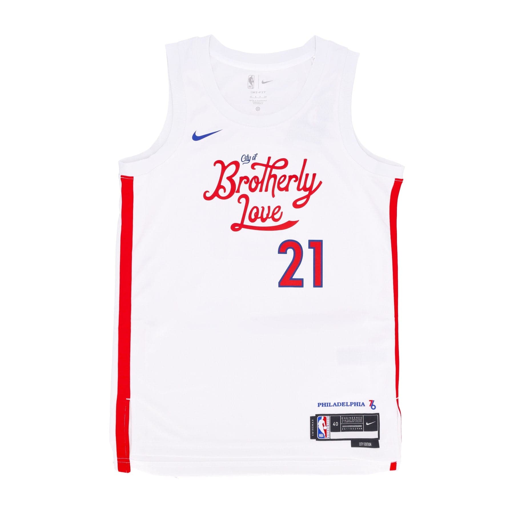 NIKE NBA Canotta Basket Uomo Nba City Edition 22 Dri-fit Swingman Jersey No 21 Joel Embiid Phi76e White - 6