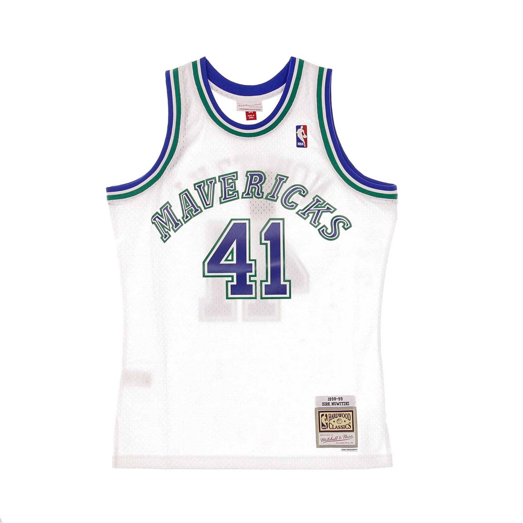 MITCHELL &amp; NESS Canotta Basket Uomo Nba Swingman Jersey Hardwood Classics No 41 Dirk Nowitzki 1998-99 Dalmav Home Original Team Colors - 5