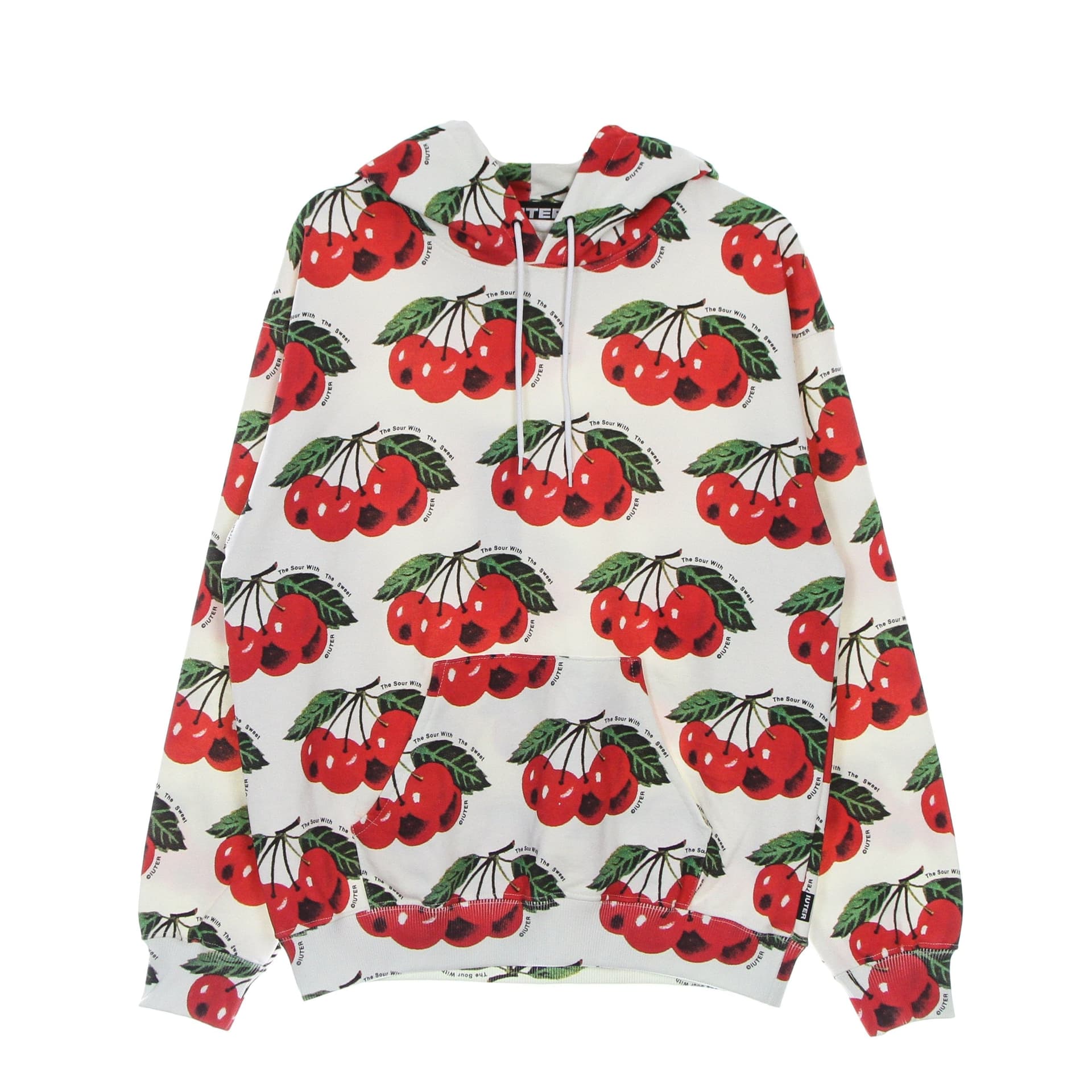 IUTER Felpa Leggera Cappuccio Uomo Cherry Allover Hoodie White - 4